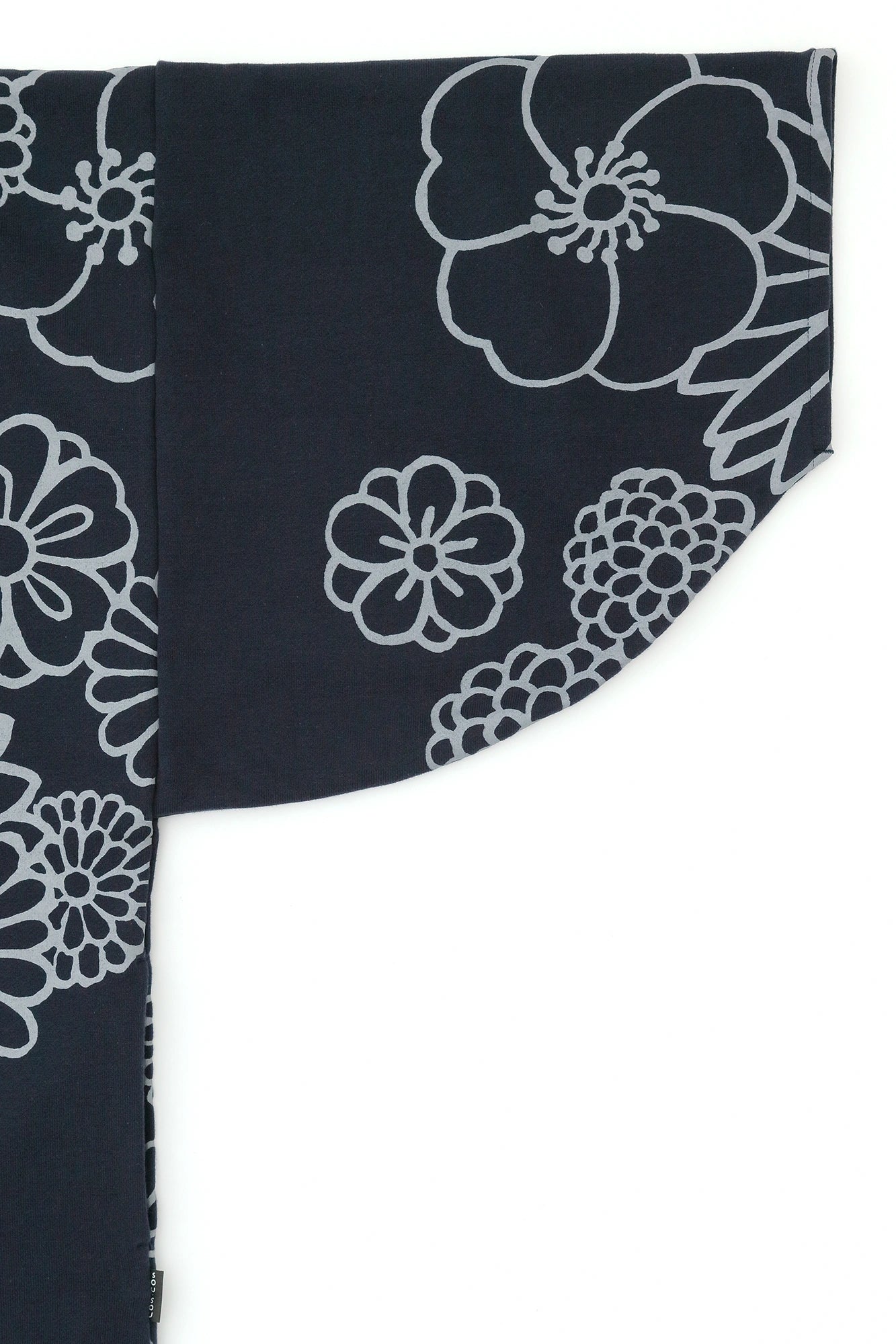 內抓毛 高領圓弧袖長方形洋裝／金襴緞子 深藍色