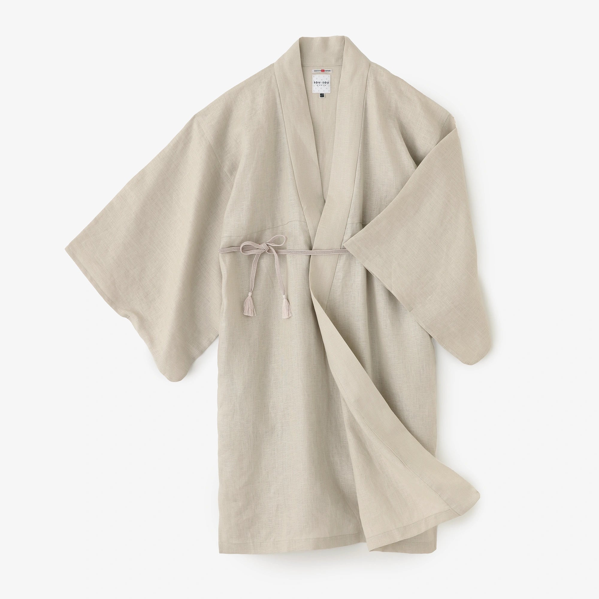 Linen Kimono Sleeve Haori Long／Greyish White