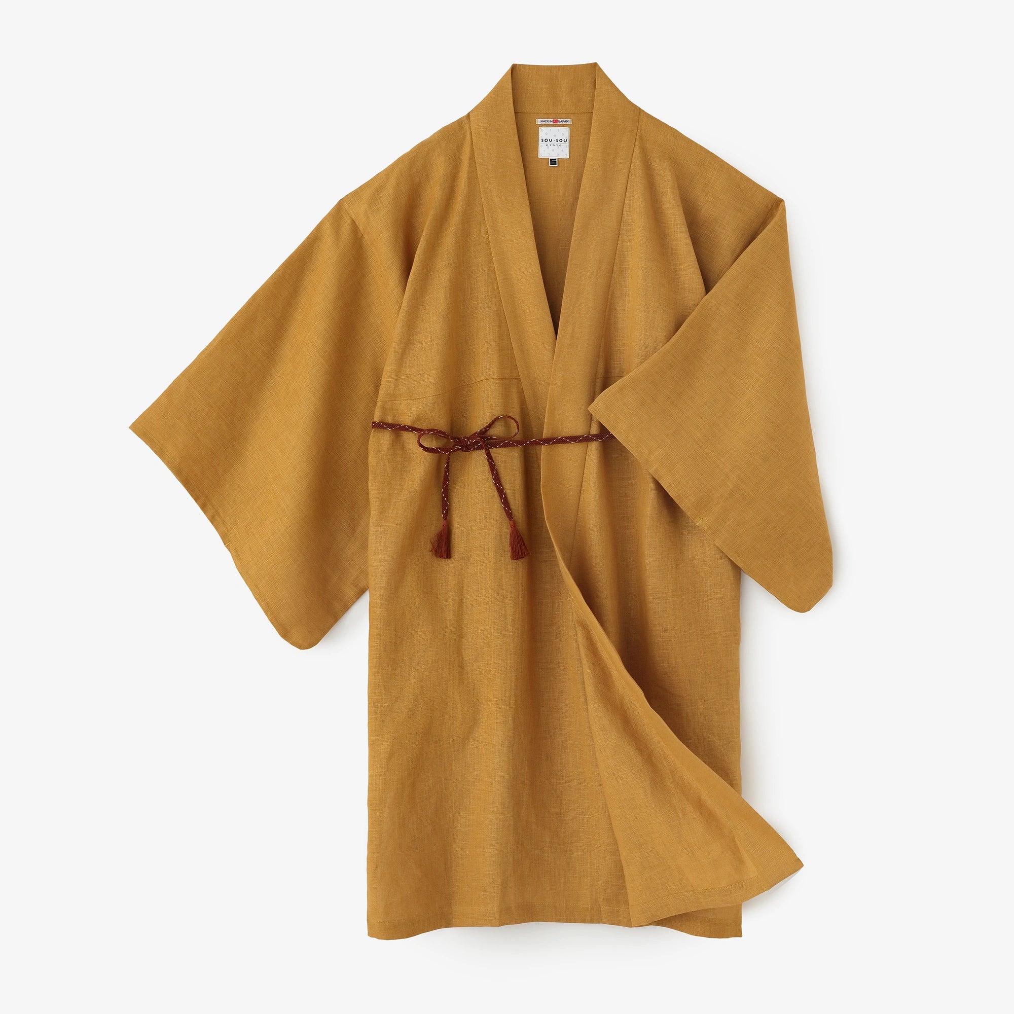 Linen Kimono Sleeve Haori Long／Golden Yellow