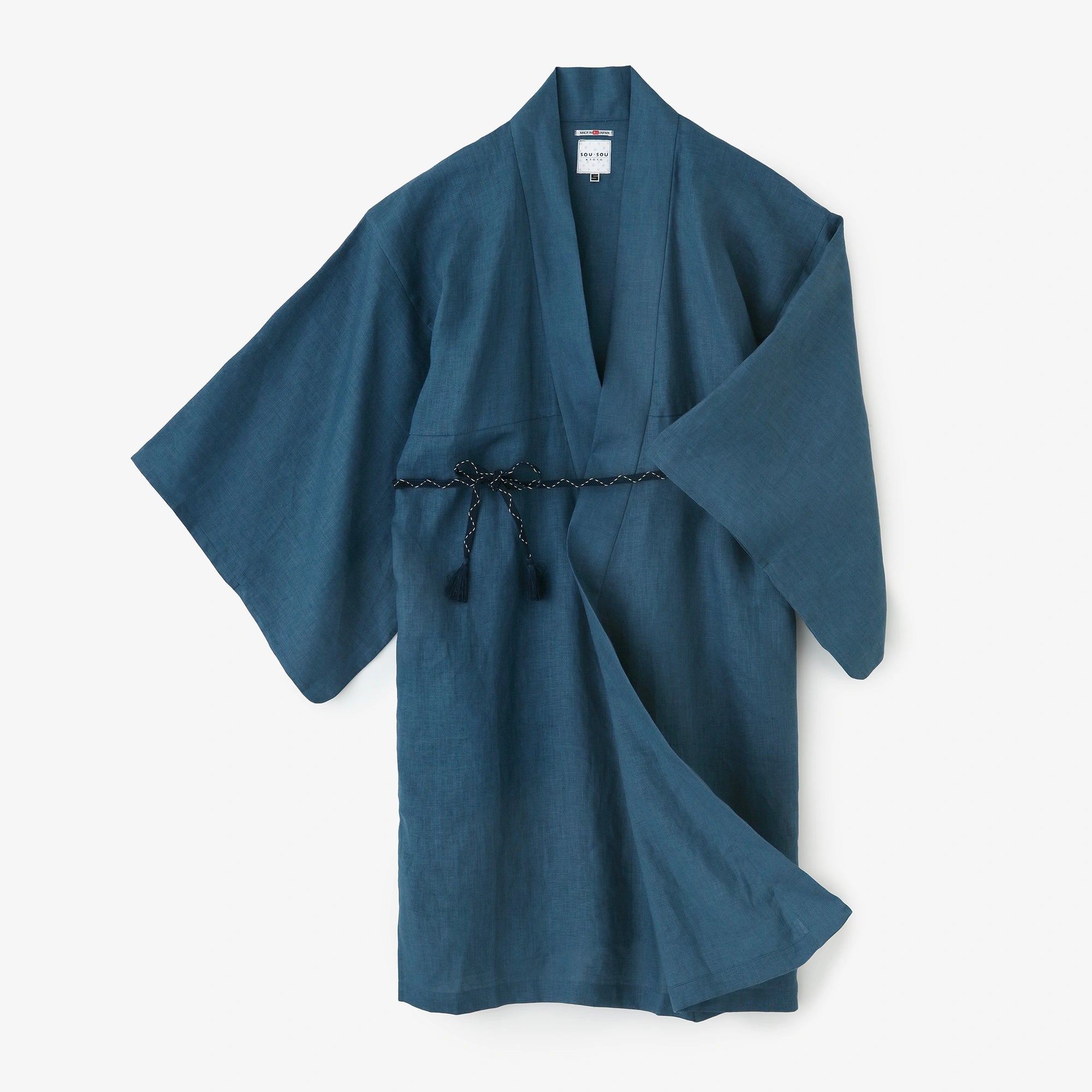 Linen Kimono Sleeve Haori Long／Aquamarine