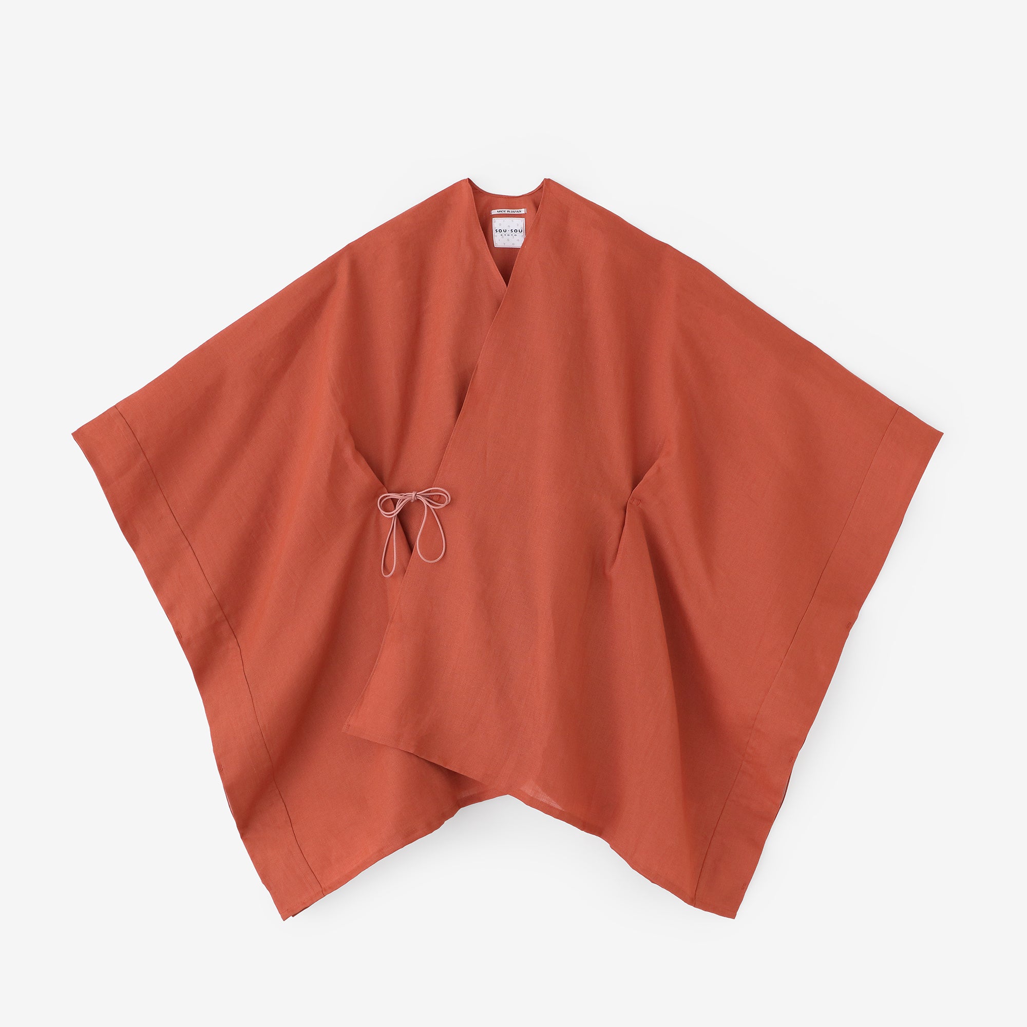 【Scheduled to ship around Mar 3】Linen Kisaragi Poncho／Reddish Yellow