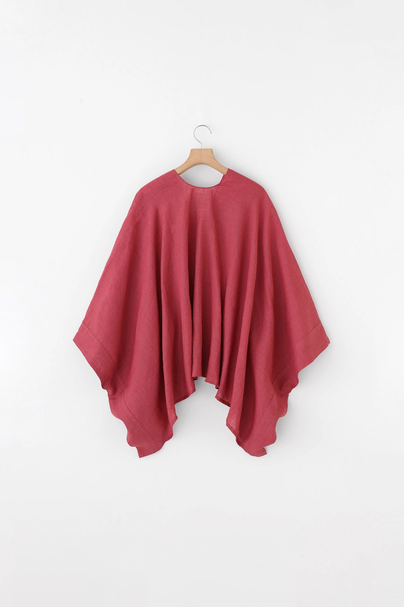 【Scheduled to ship around Mar 3】Linen Kisaragi Poncho Short／Purplish Red