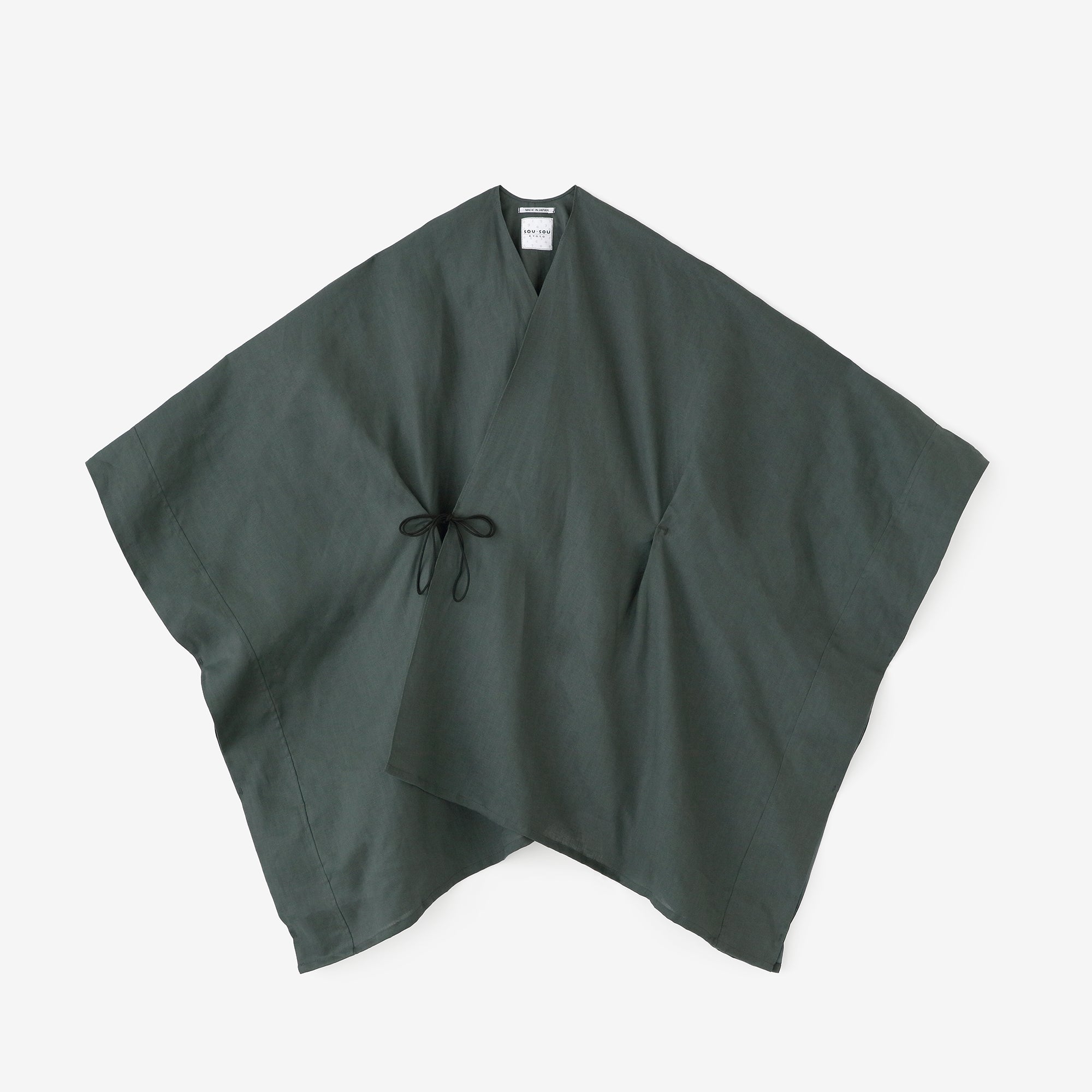 【Scheduled to ship around Mar 3】Linen Kisaragi Poncho／Greyish Green
