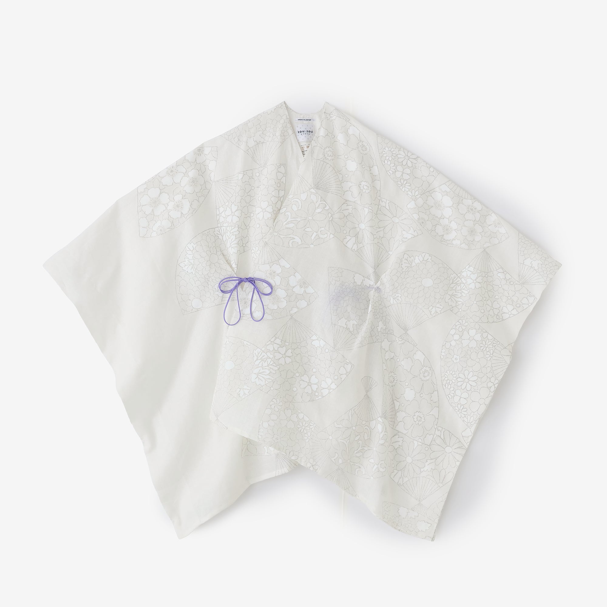 【Scheduled to ship around Mar 3】Linen Kisaragi Poncho／Fan and Blank  White