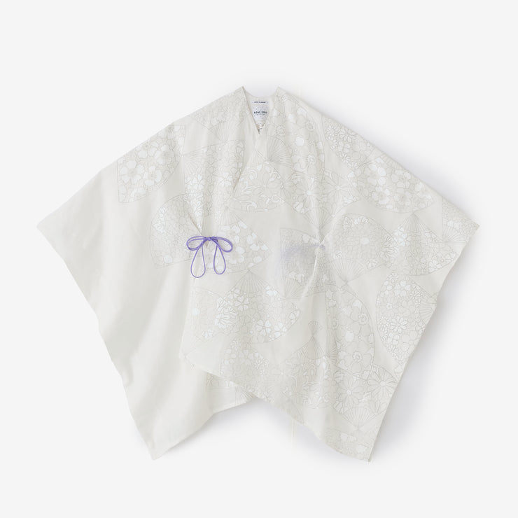 Linen Kisaragi Poncho／Fan and Blank  White