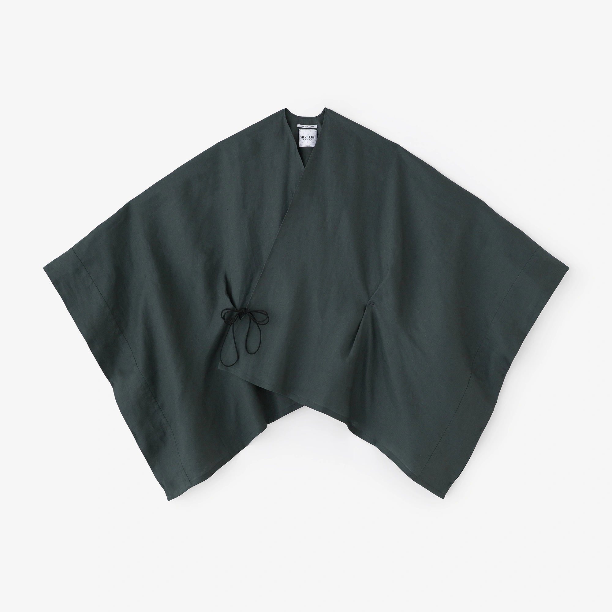 【Scheduled to ship around Mar 3】Linen Kisaragi Poncho Short／Greyish Green