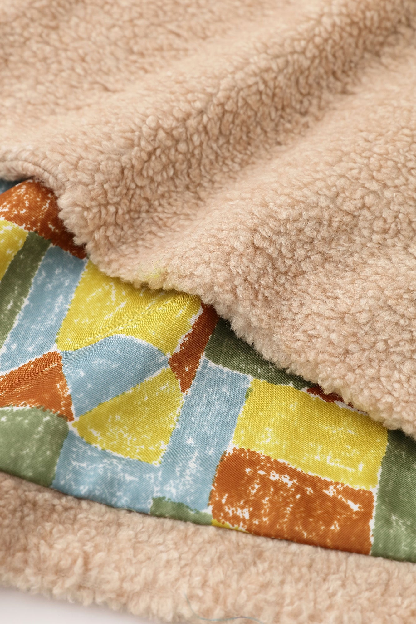 仿毛 莢背心 附裡襯／淡褐色×積木之家