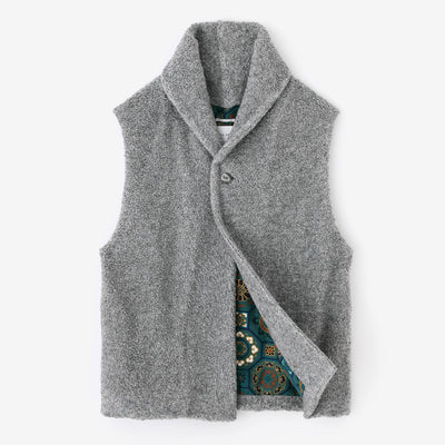 Boa Saya Vest with Lining / Heather Grey×Gorgeous Green Jade Color