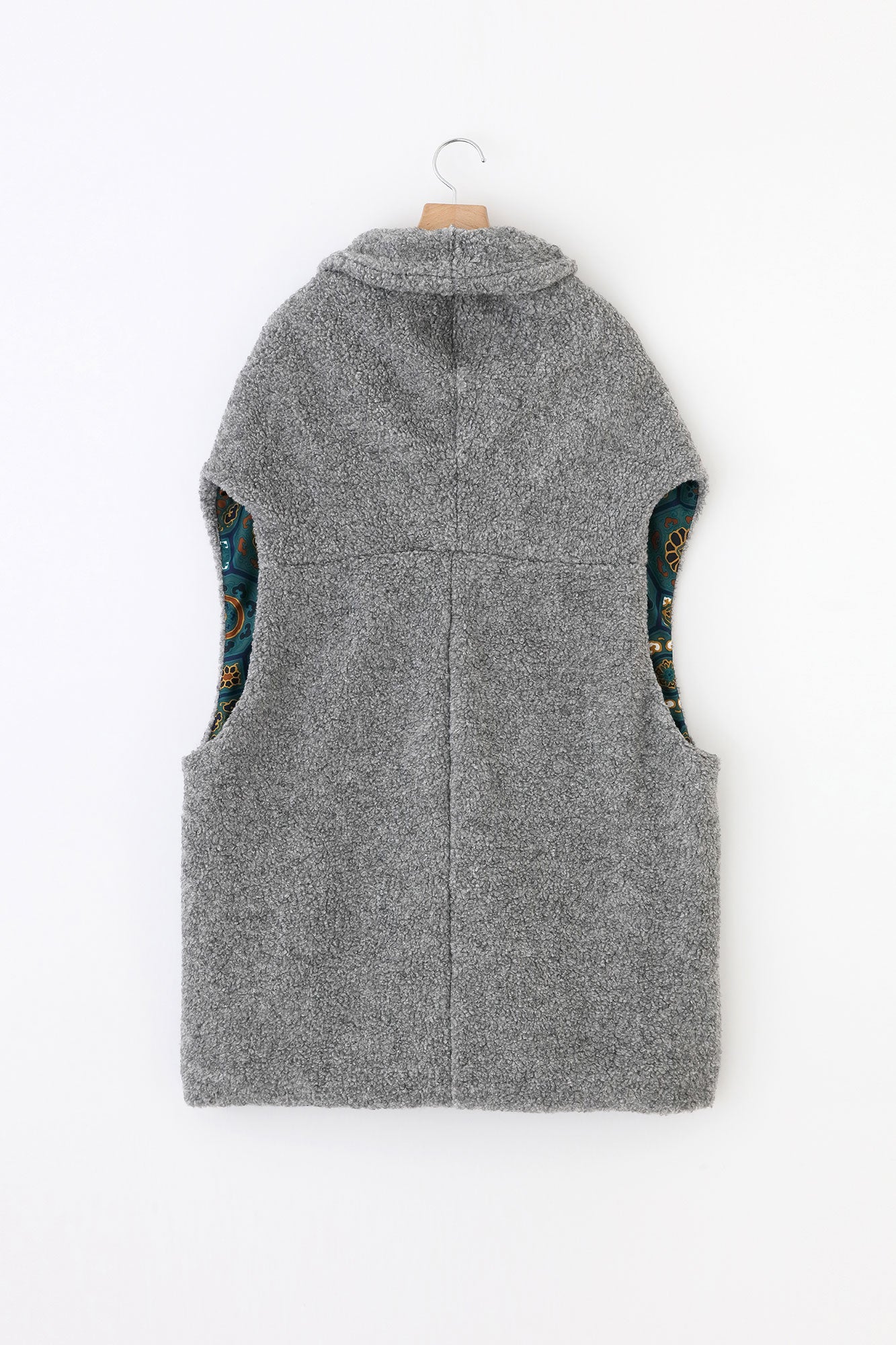 Boa Saya Vest with Lining / Heather Grey×Gorgeous Green Jade Color