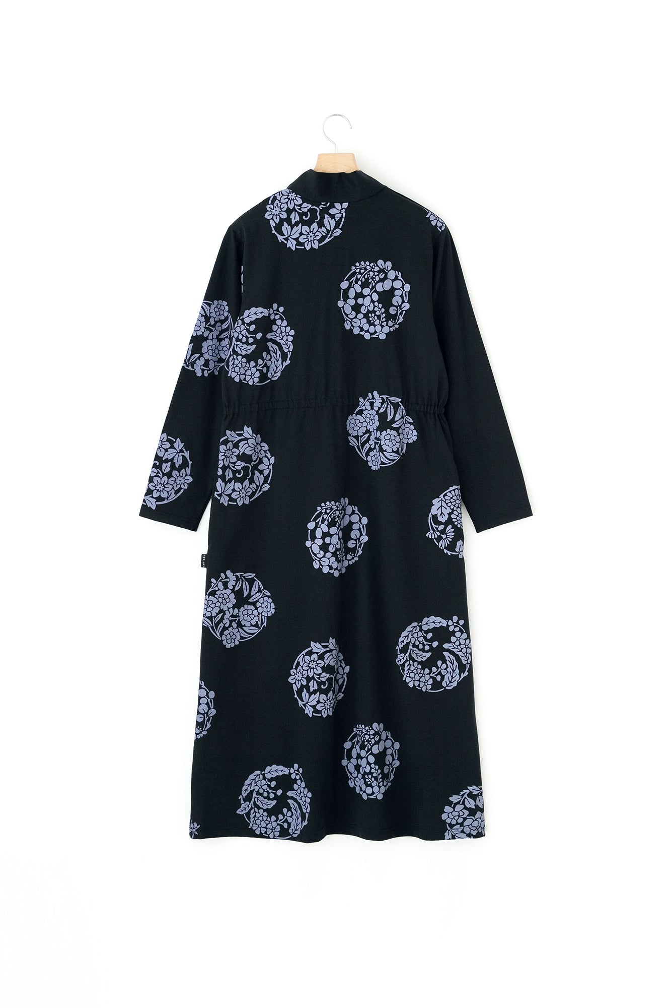 60-count Double Yarn Jersey Knit Seba Fubi Kimono Collar Long Dress / Harumaru Pattern Scattered and Blank Dark Blue