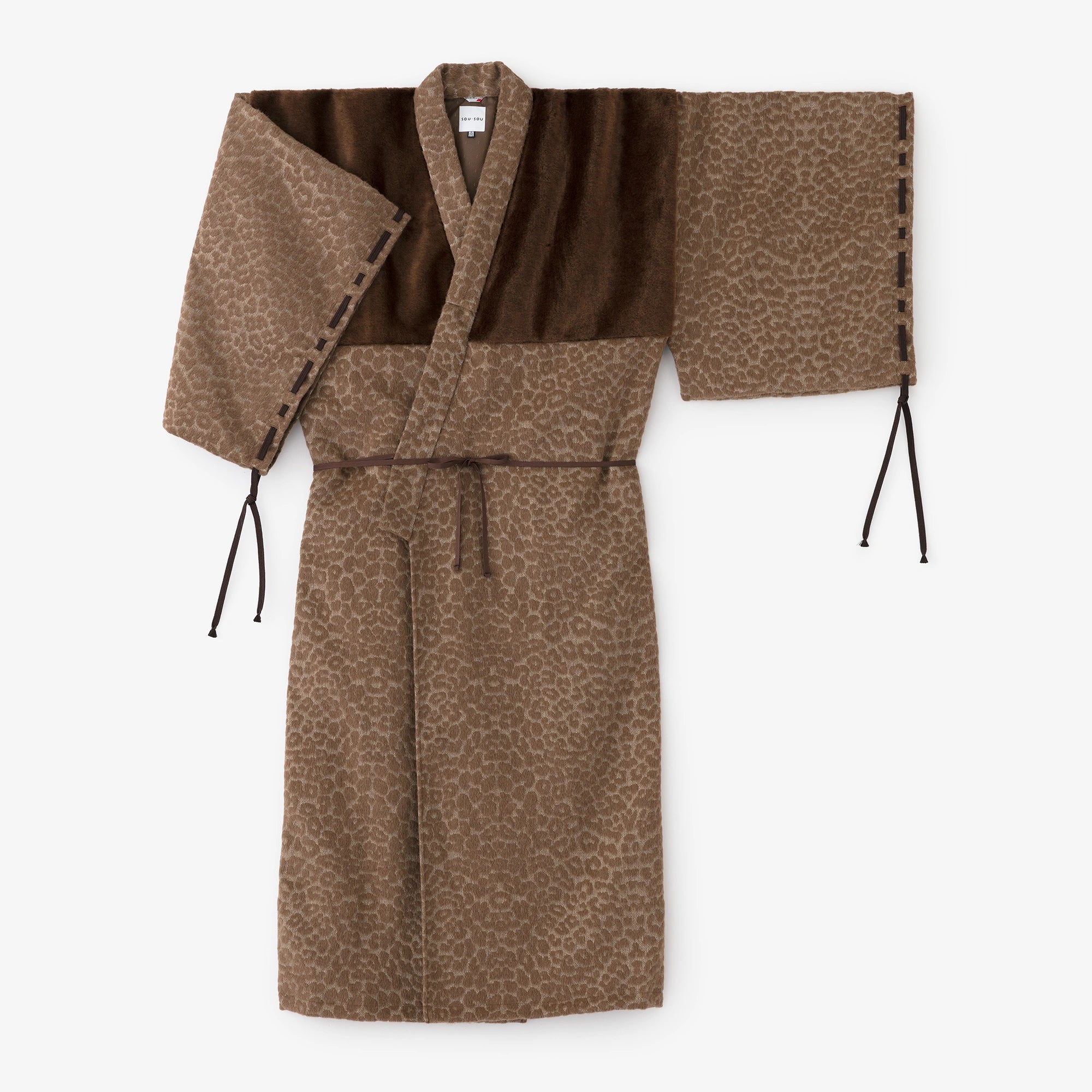 豹纹缇花帷子简易和服附里衬／棕茶色
