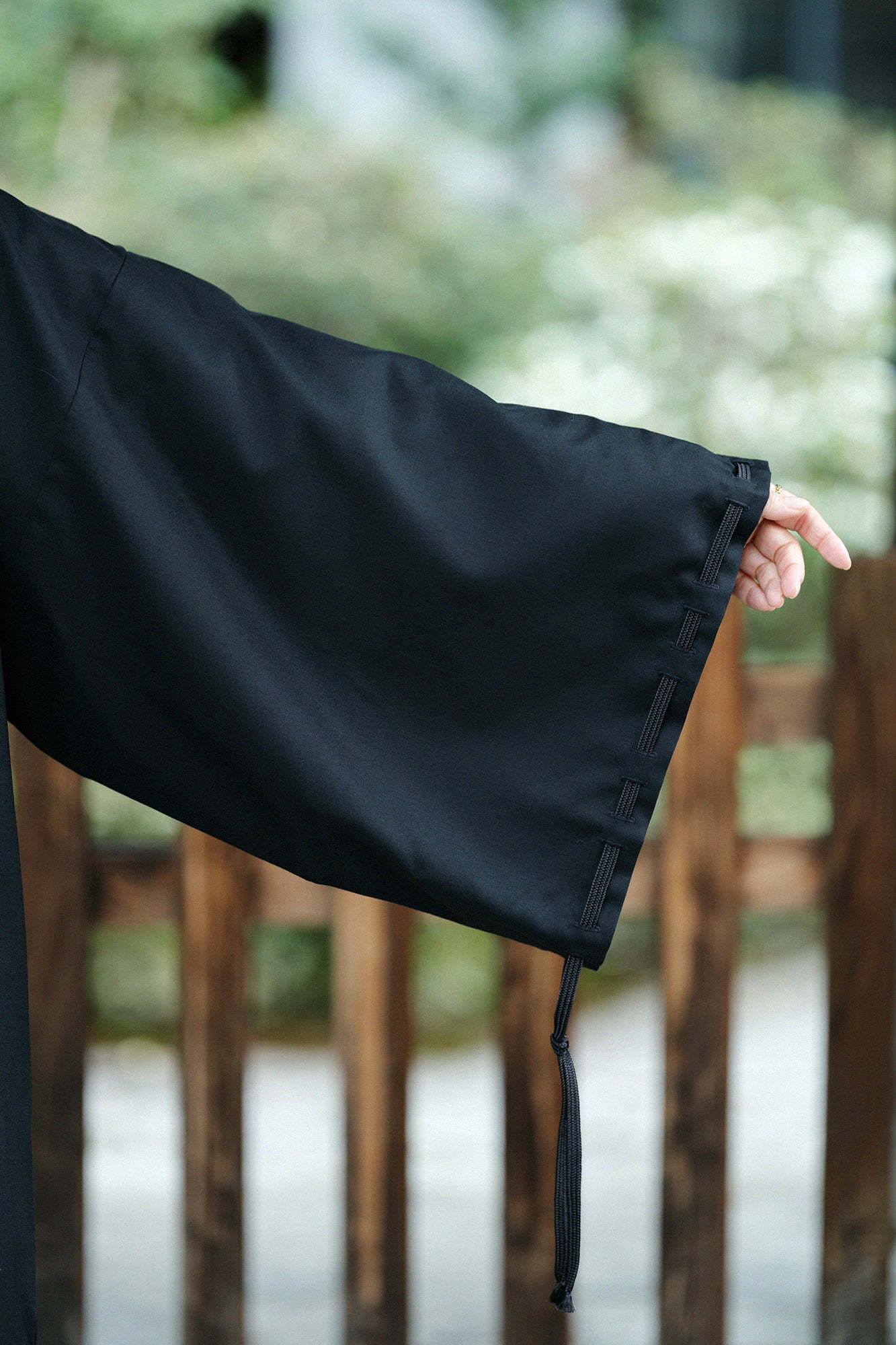 42雙線梳毛宮中袖外套單層/黑色