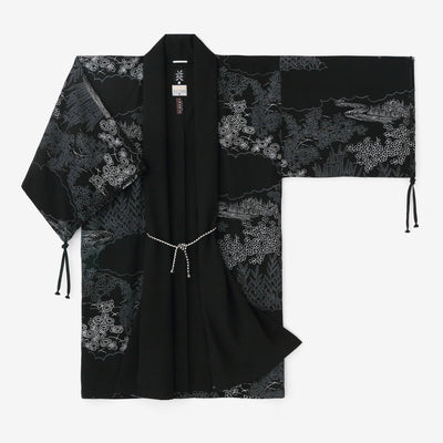 梳毛（そもう） 綾織（あやおり） 宮中袖（きゅうちゅうそで） 間（けん） 単（ひとえ）／涼やか（すずやか） 濡羽色（ぬればいろ）