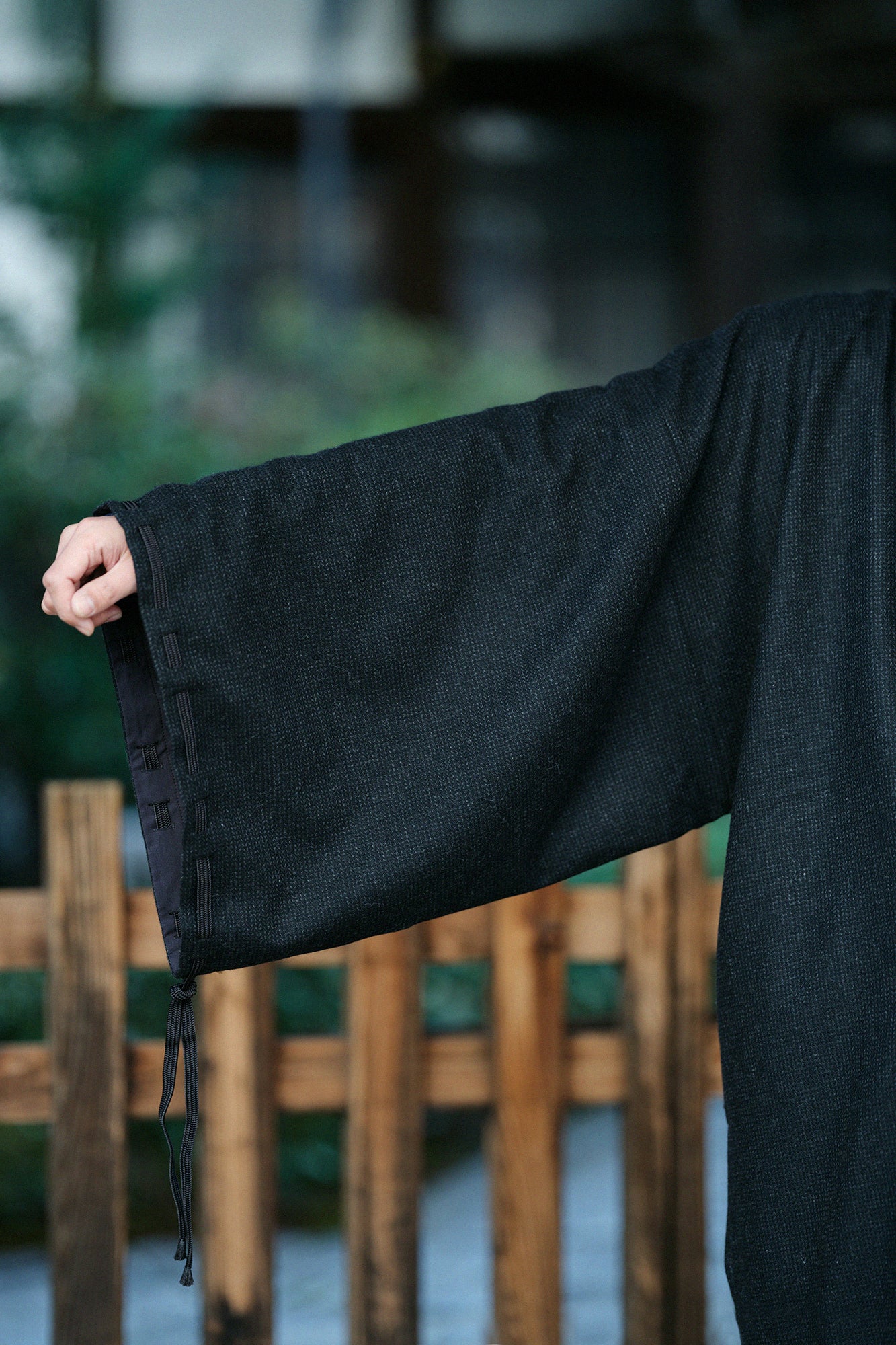 尾州粗花呢 宮中袖外套 中長 附裡襯／濃墨色