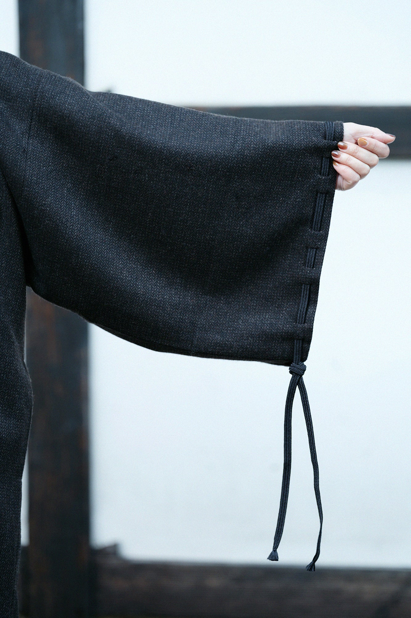 尾州粗花呢 宮中袖外套 中長 附裡襯／棕色