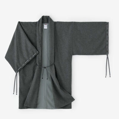 Bishu Tweed Rectangular Sleeve Coat Mid-length Single Layer / Grey