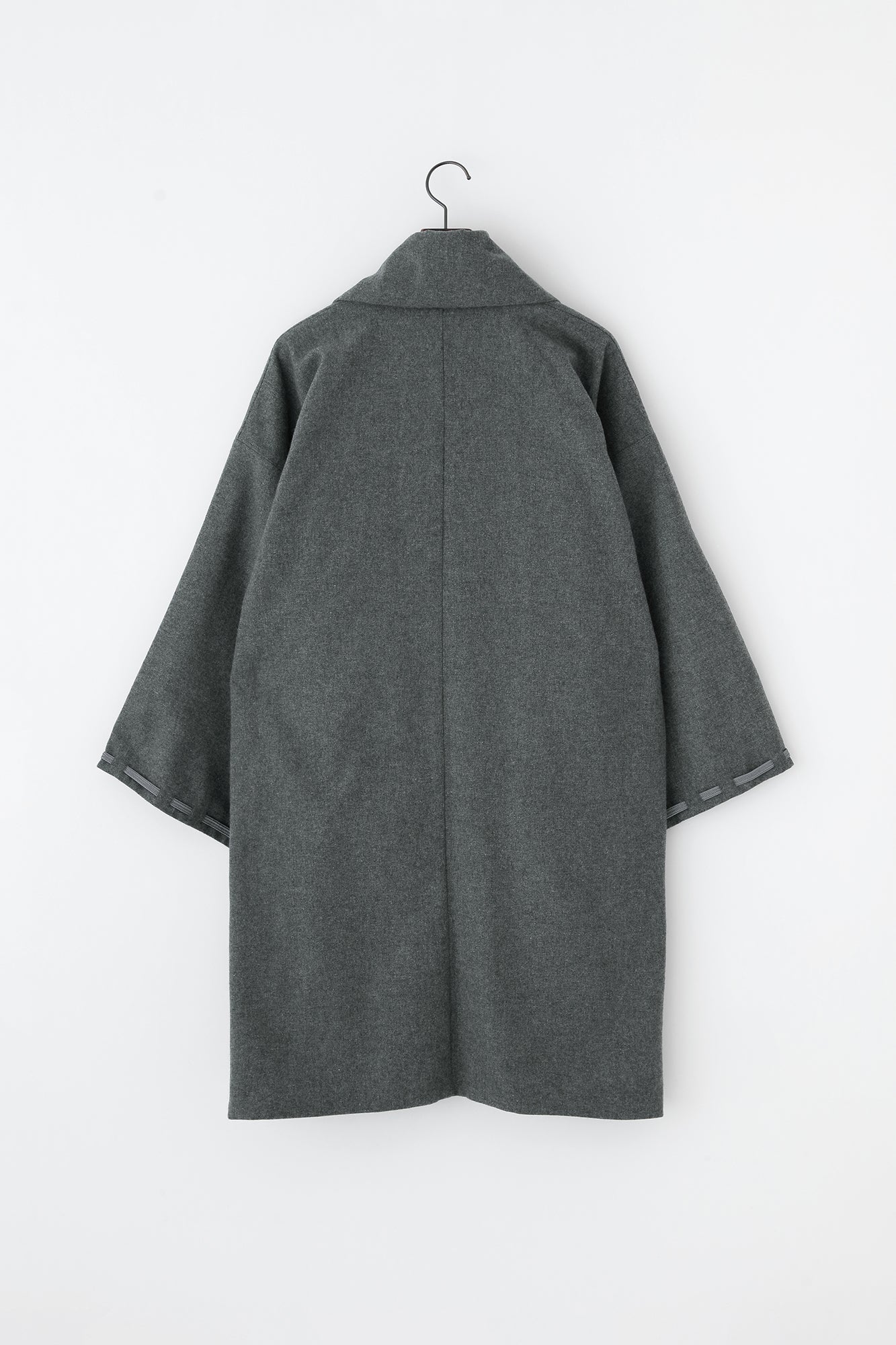 Bishu Tweed Rectangular Sleeve Coat Mid-length Single Layer / Grey