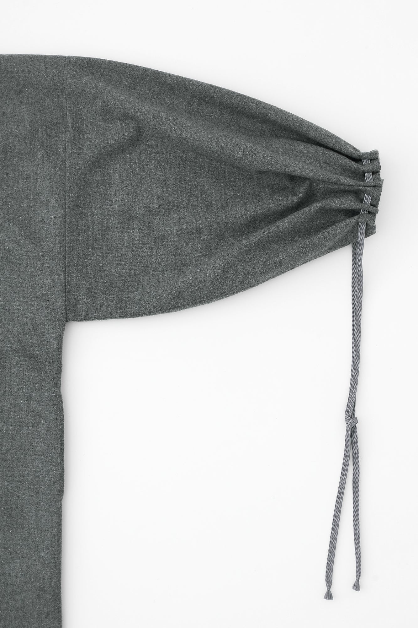 Bishu Tweed Rectangular Sleeve Coat Mid-length Single Layer / Grey