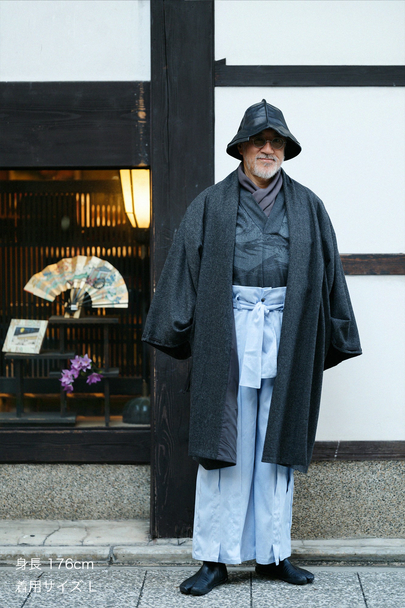 尾州粗花呢 宮中袖外套 中長 附裡襯／灰炭色