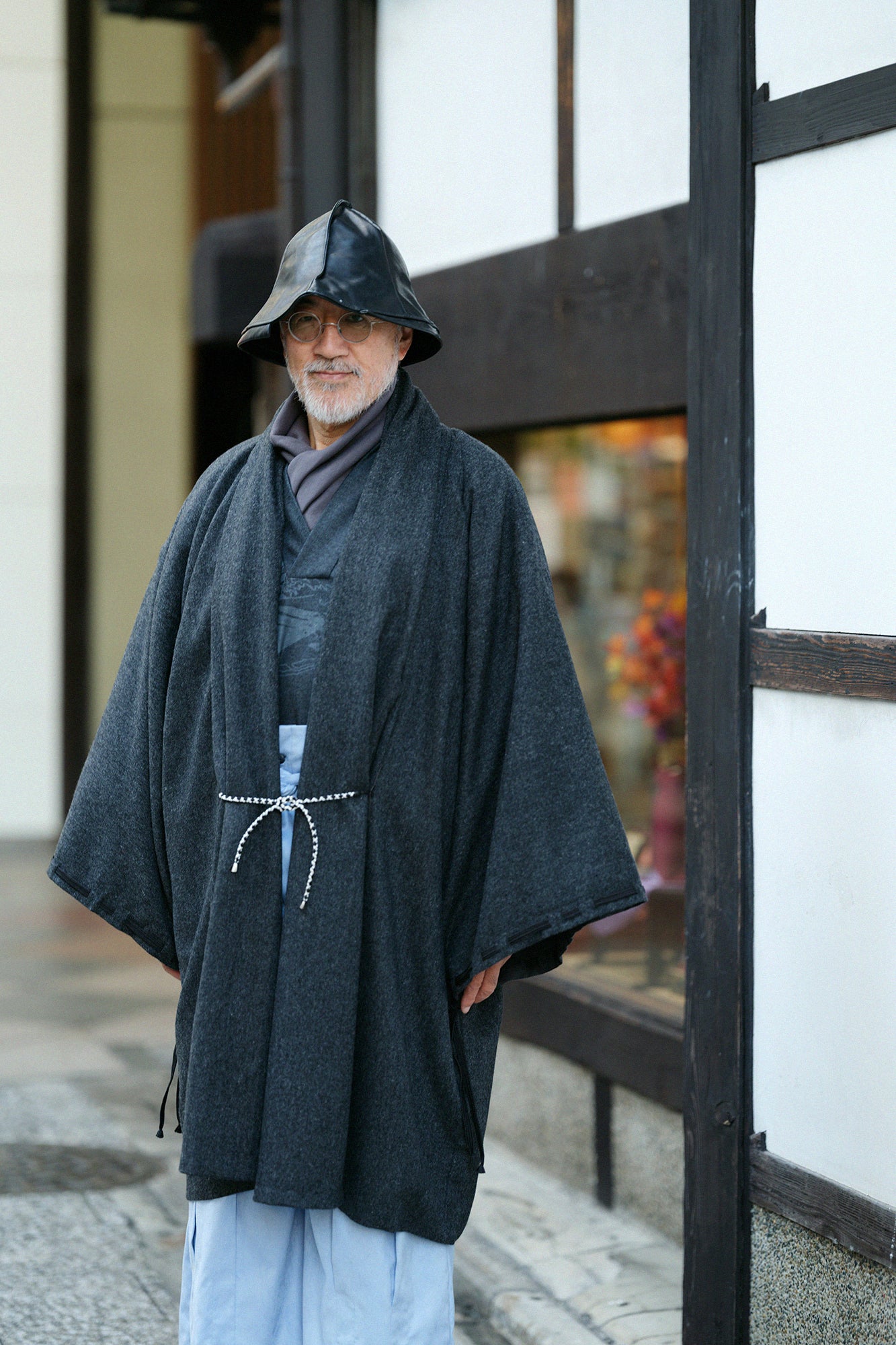 尾州粗花呢 宮中袖外套 中長 附裡襯／灰炭色