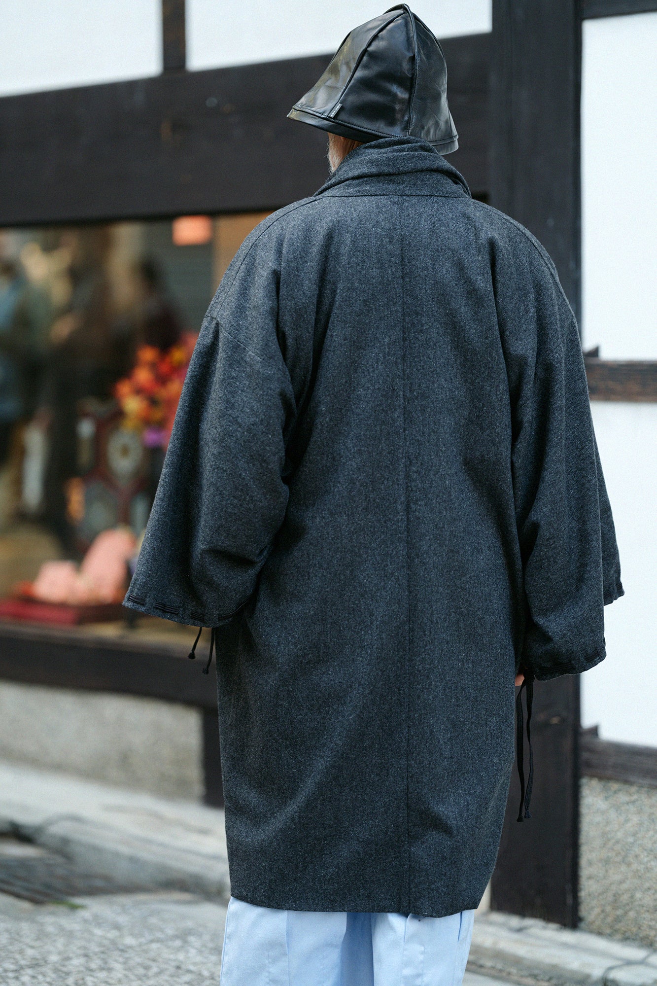 尾州粗花呢 宮中袖外套 中長 附裡襯／灰炭色