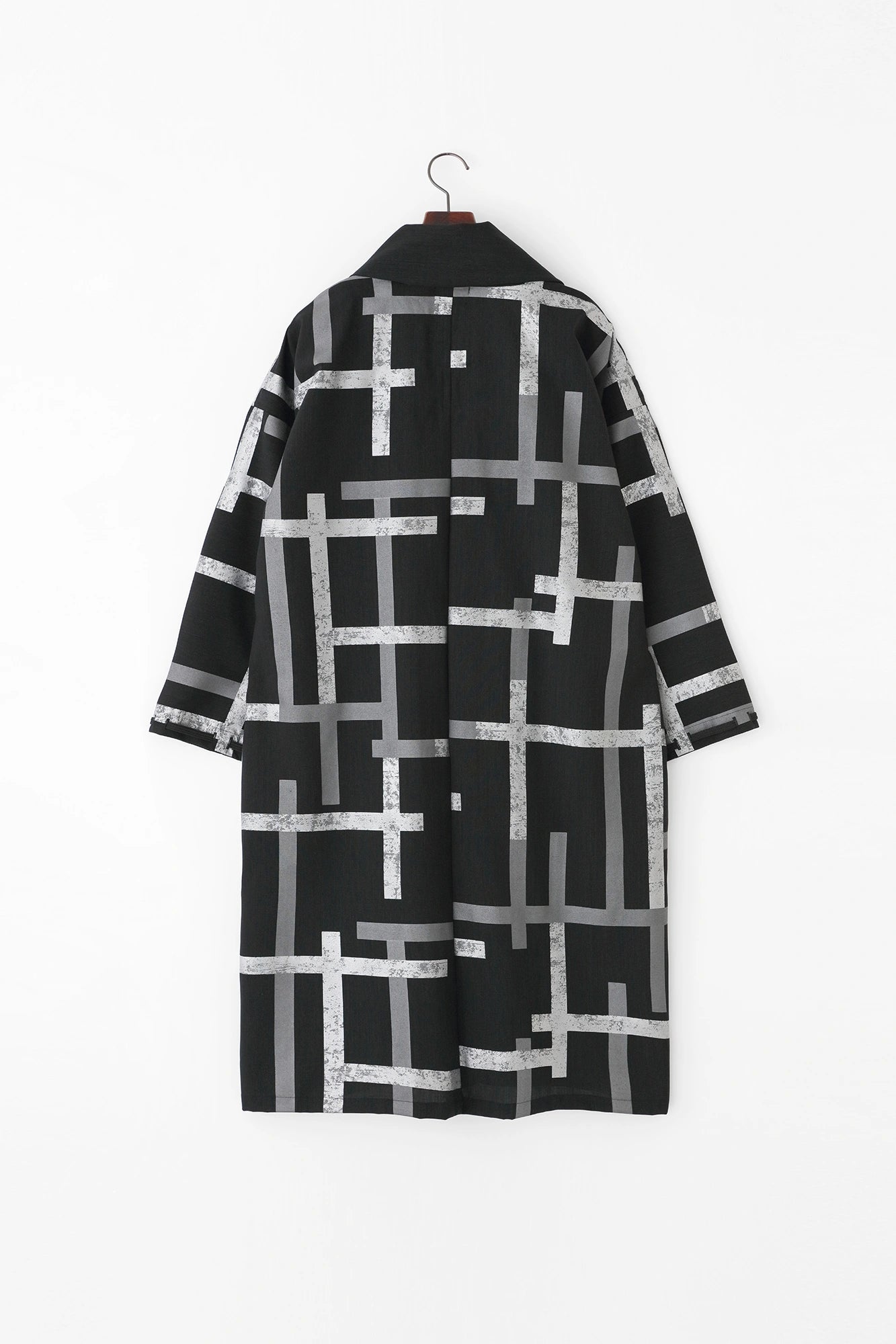 Combed Yarn Rectangular Sleeve Coat Mid-length Single Layer / Fence Double Sabi Ink Black