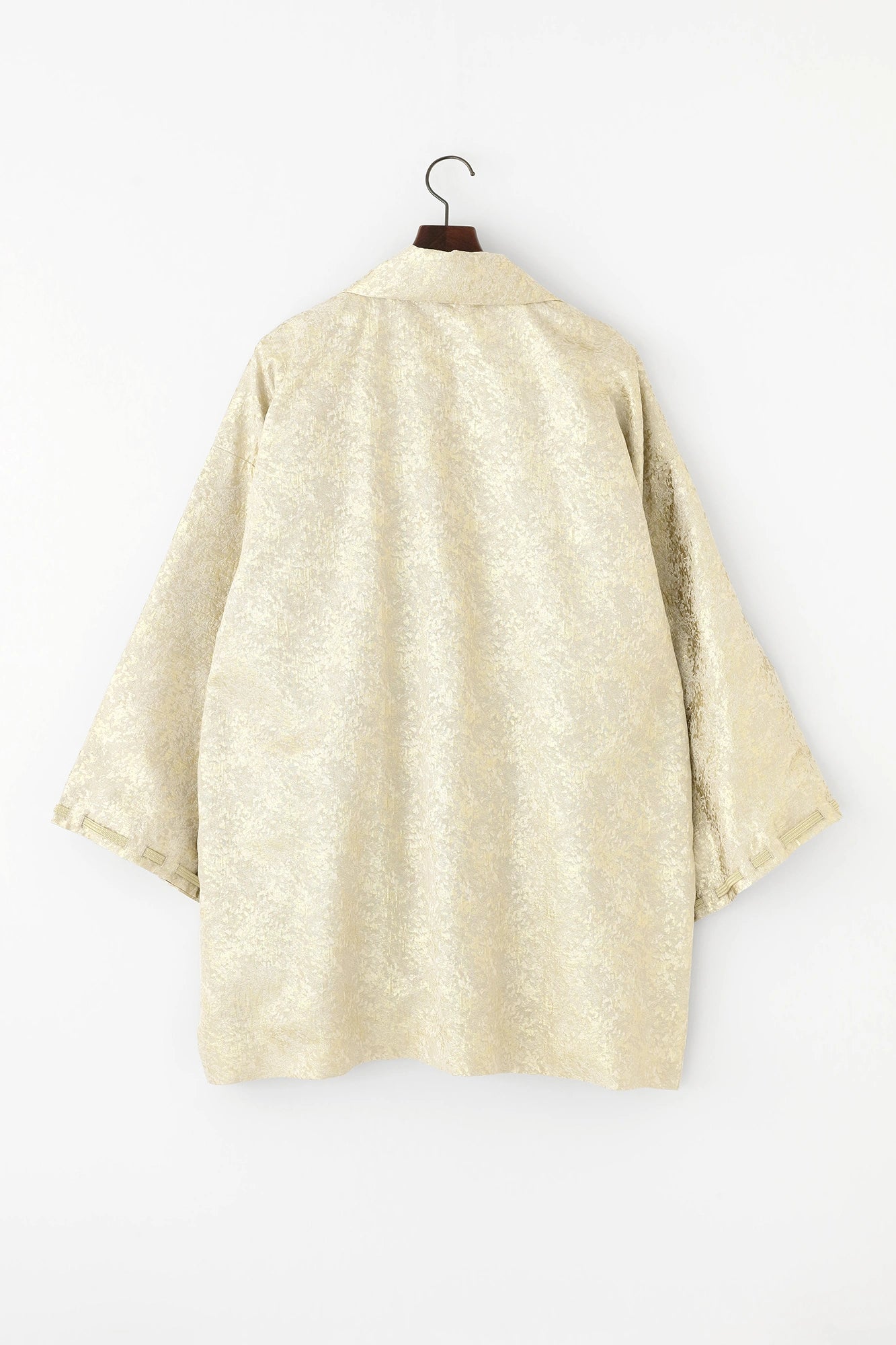 Jacquard Rectangular Sleeve Short Coat with Lining／Gold