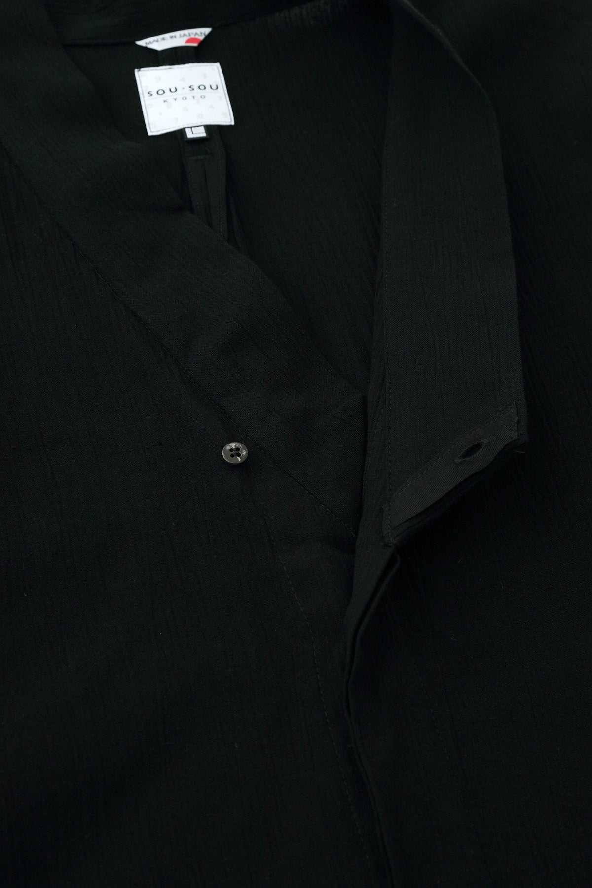 Chizimi Cotton 20/20 Tight-sleeved Kimono Shirt / Black