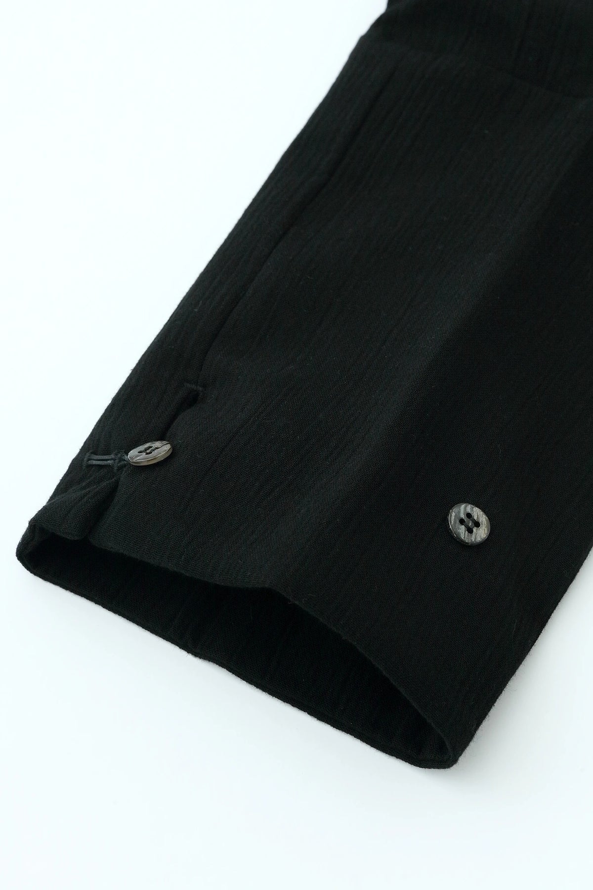 Chizimi Cotton 20/20 Tight-sleeved Kimono Shirt / Black