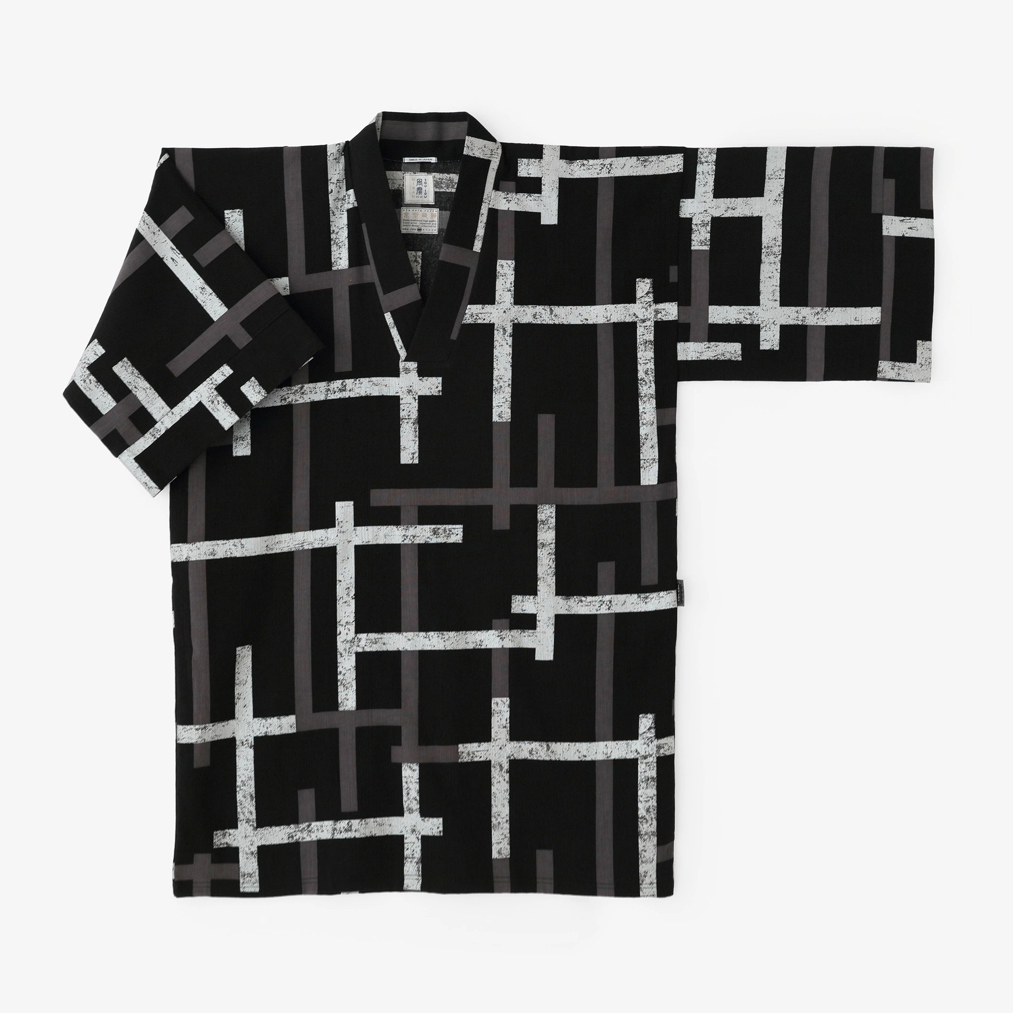 Chizimi Cotton 20/20 Long Fubi Kimono Shirt／Fence Double Sabi