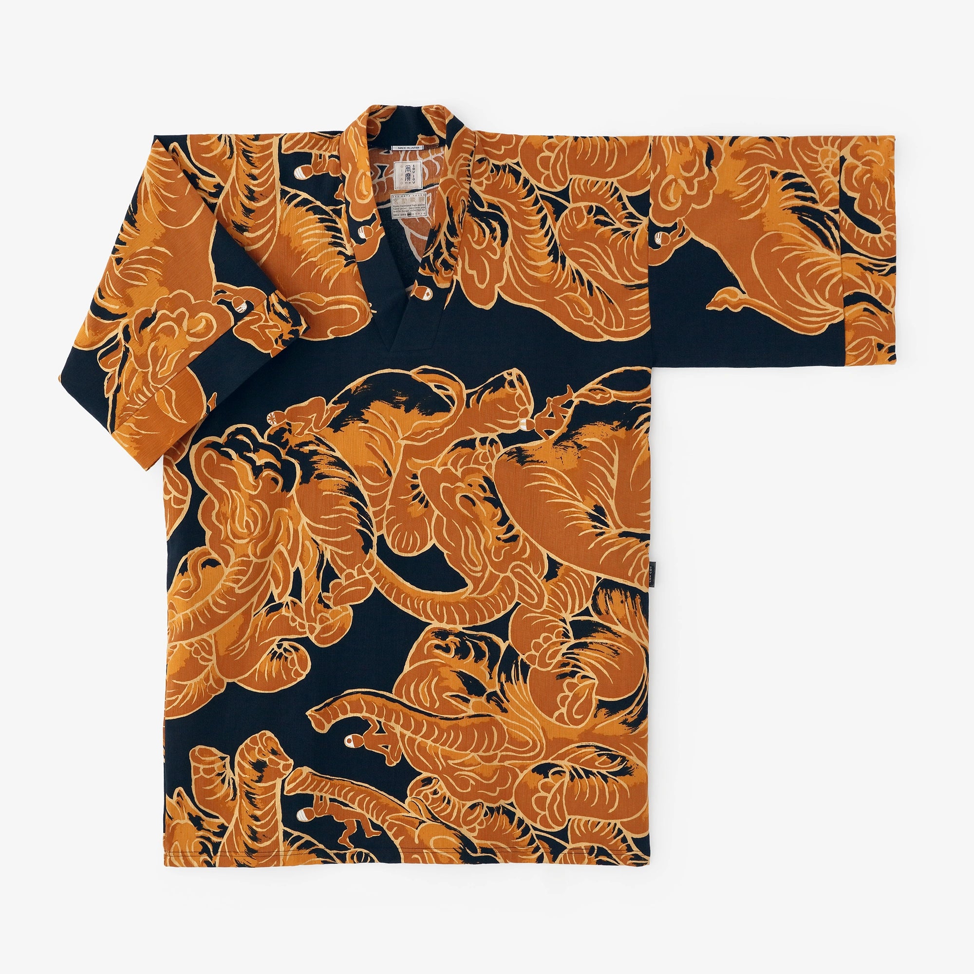 Chizimi Cotton 20/20 Long Fubi Kimono Shirt／flying elephants Kinran