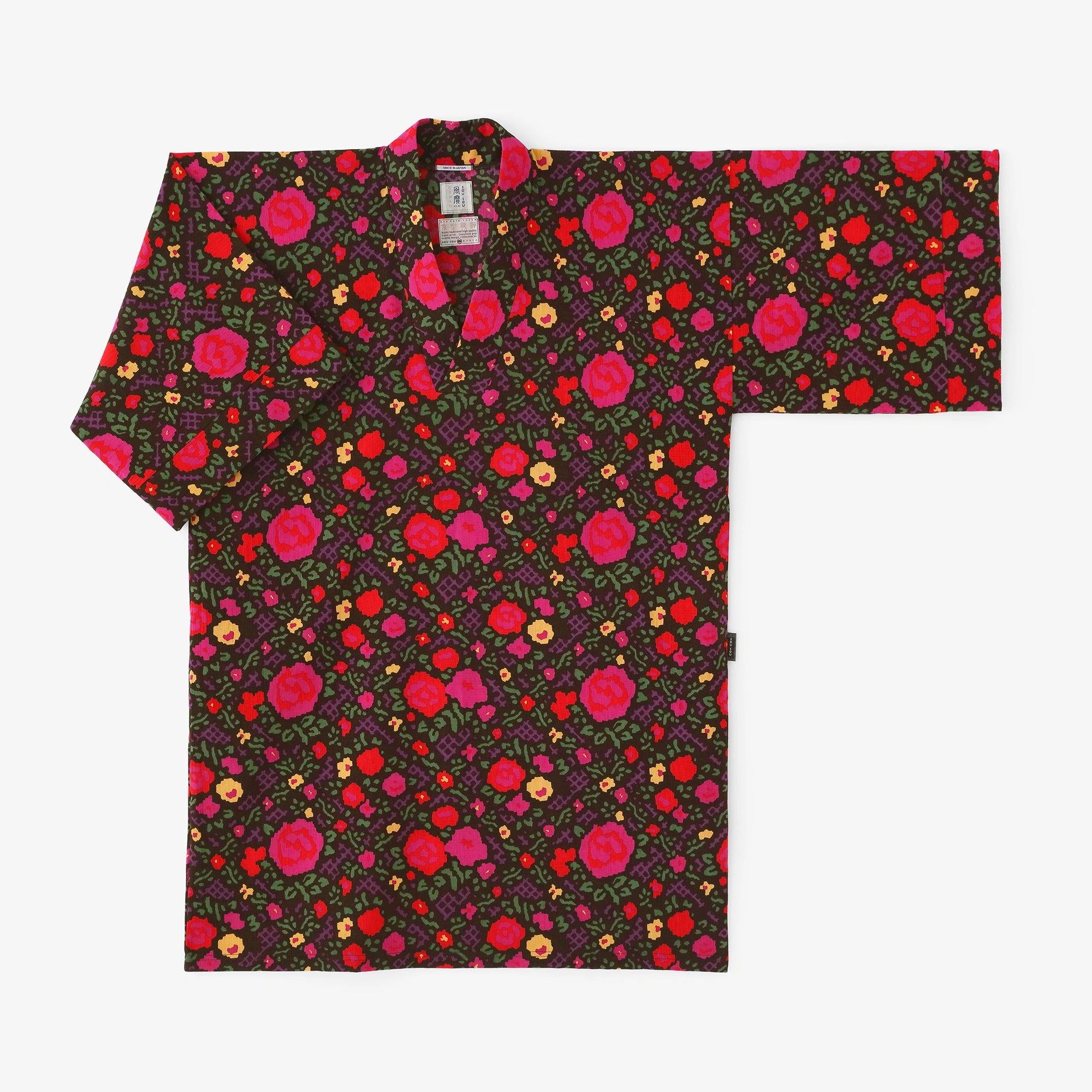 Chizimi Cotton 20/20 Long Fubi Kimono Shirt／Rose