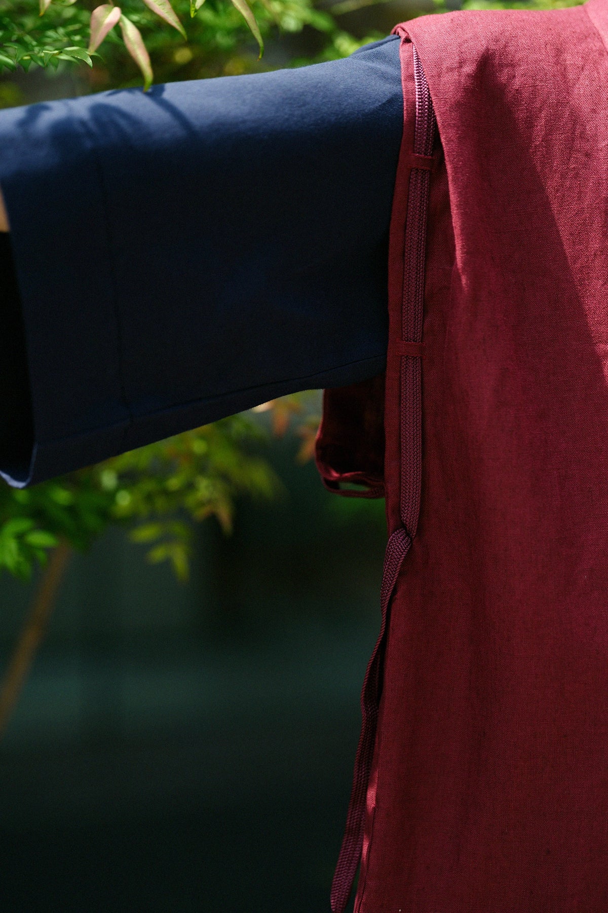 Linen Jinbaori Shoulder Tuck Long / Copper Red 