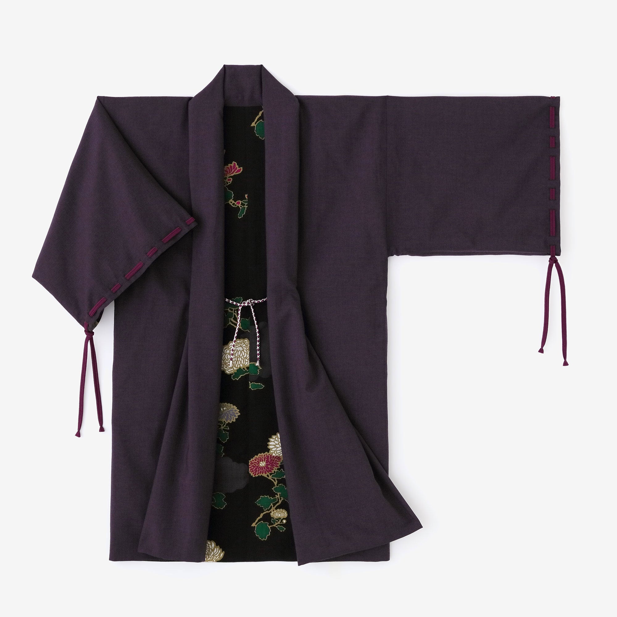 [Réservation] Pochettes Impériales en Mousseline Réversibles/Violet Foncé x Nuages et Chrysanthèmes (*Expédition prévue vers le 25 novembre)