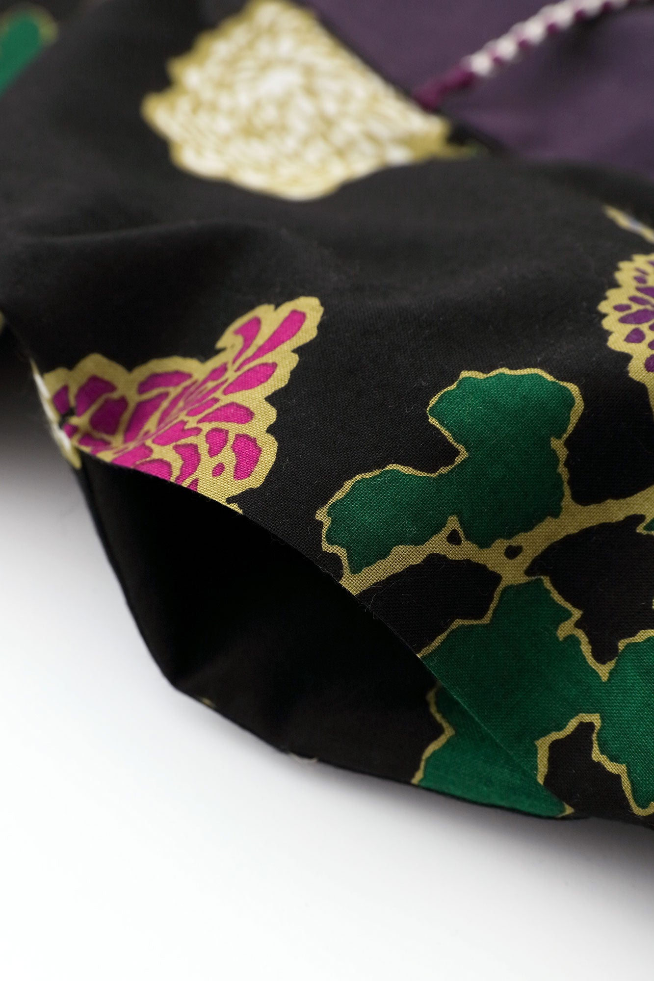 [Réservation] Pochettes Impériales en Mousseline Réversibles/Violet Foncé x Nuages et Chrysanthèmes (*Expédition prévue vers le 25 novembre)