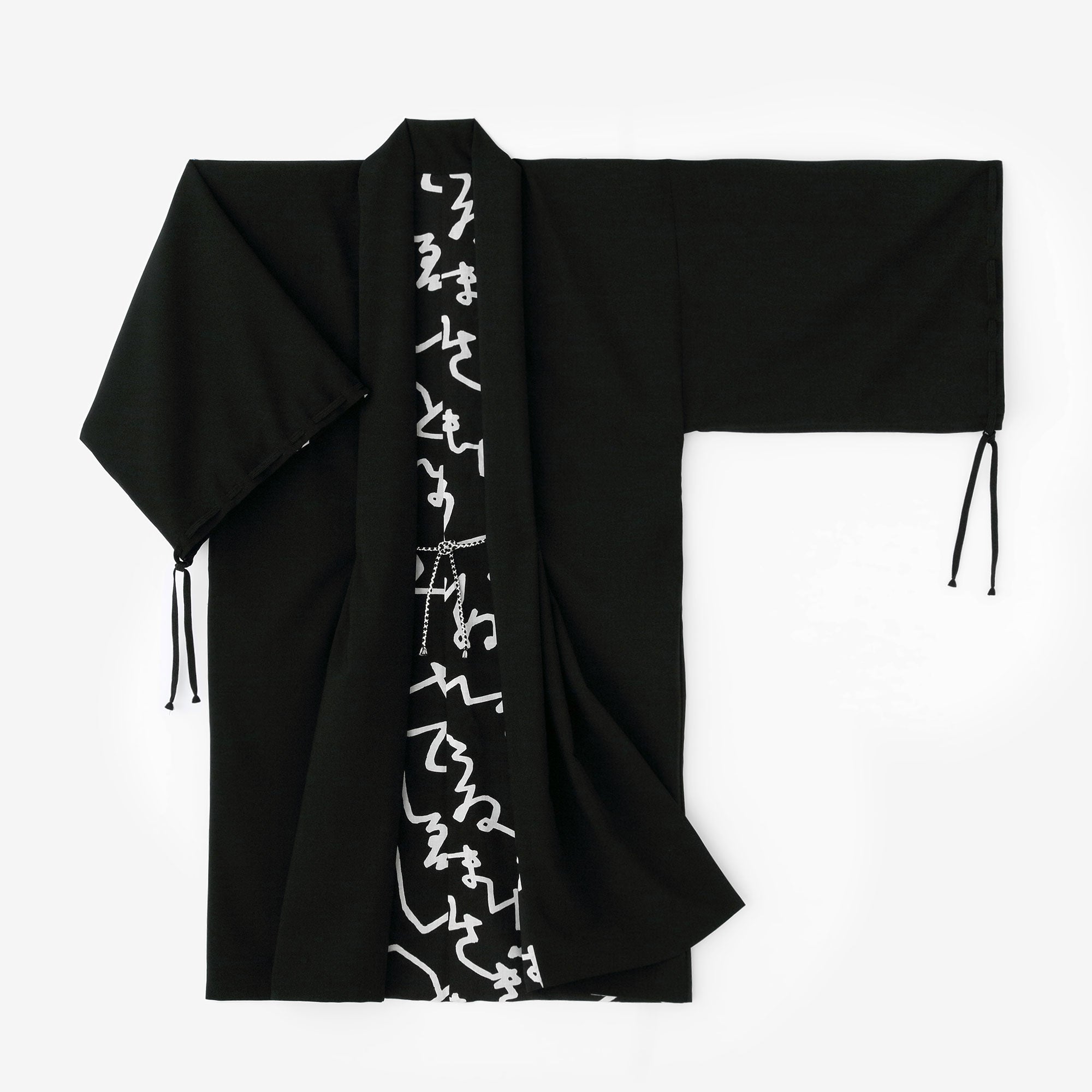 梳毛×毛斯綸 宮中袖 雙面用／黑色×文