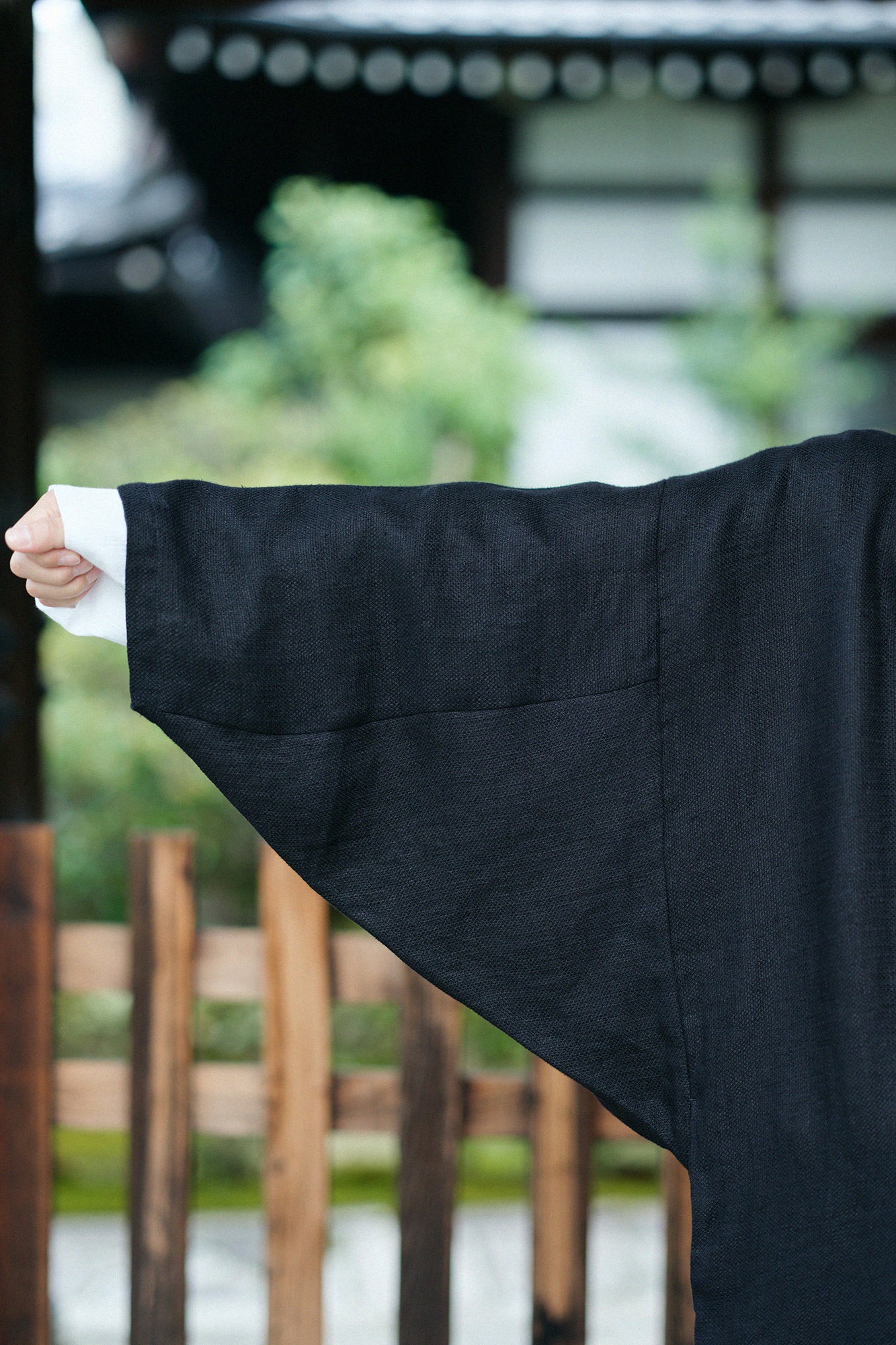 마 스트레치청 모지리소대 짧은길이 단일 (히토)/검은색