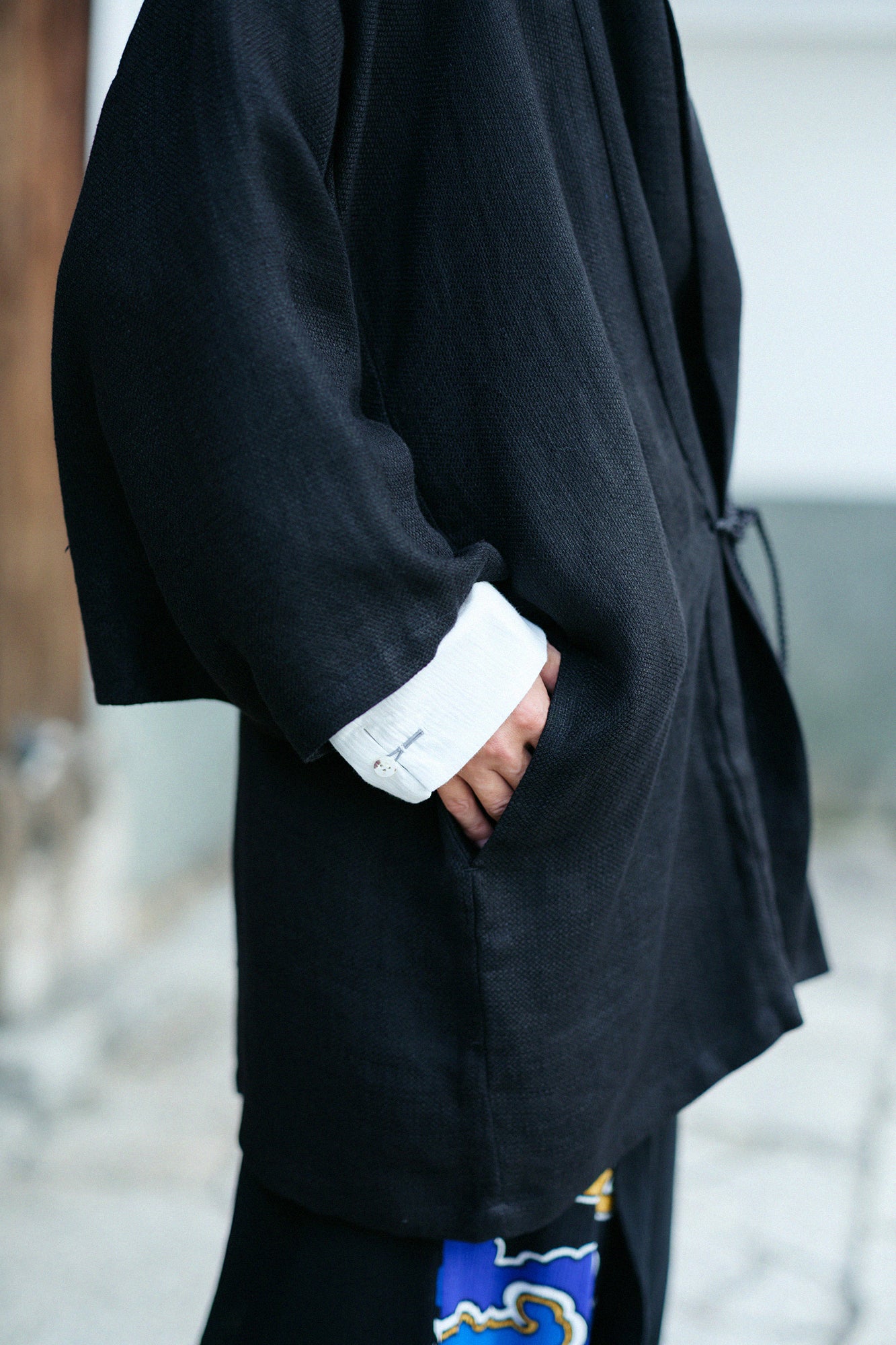 마 스트레치청 모지리소대 짧은길이 단일 (히토)/검은색