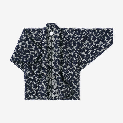 Wool Jacquard Triangular Sleeve Short Coat Single Layer / Dark Blue