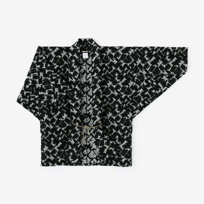 Wool Jacquard Triangular Sleeve Short Coat Single Layer / Black