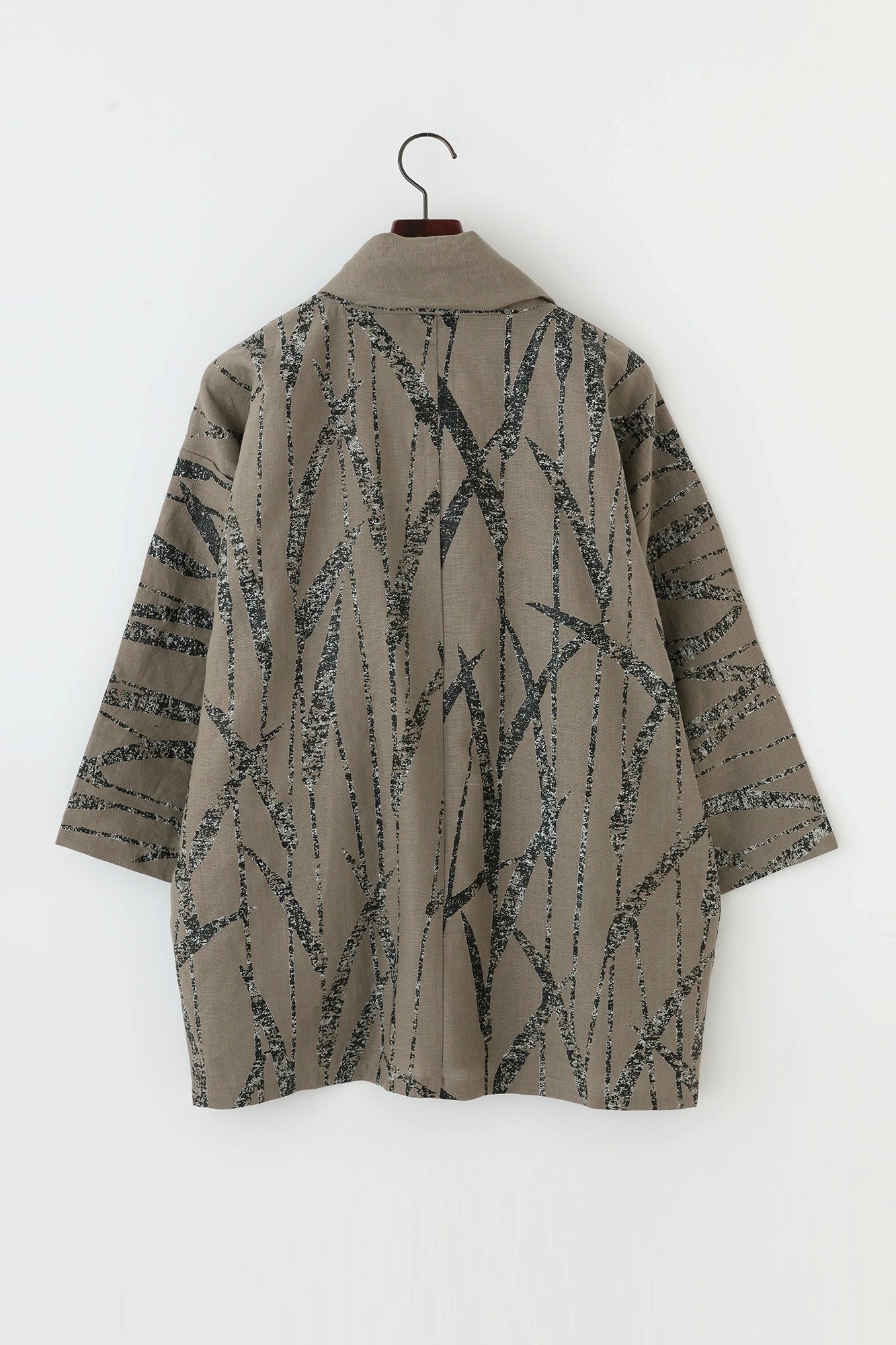 Linen Triangular Sleeve Coat Short Single Layer／Waterside Sabi Light Greyish Brown
