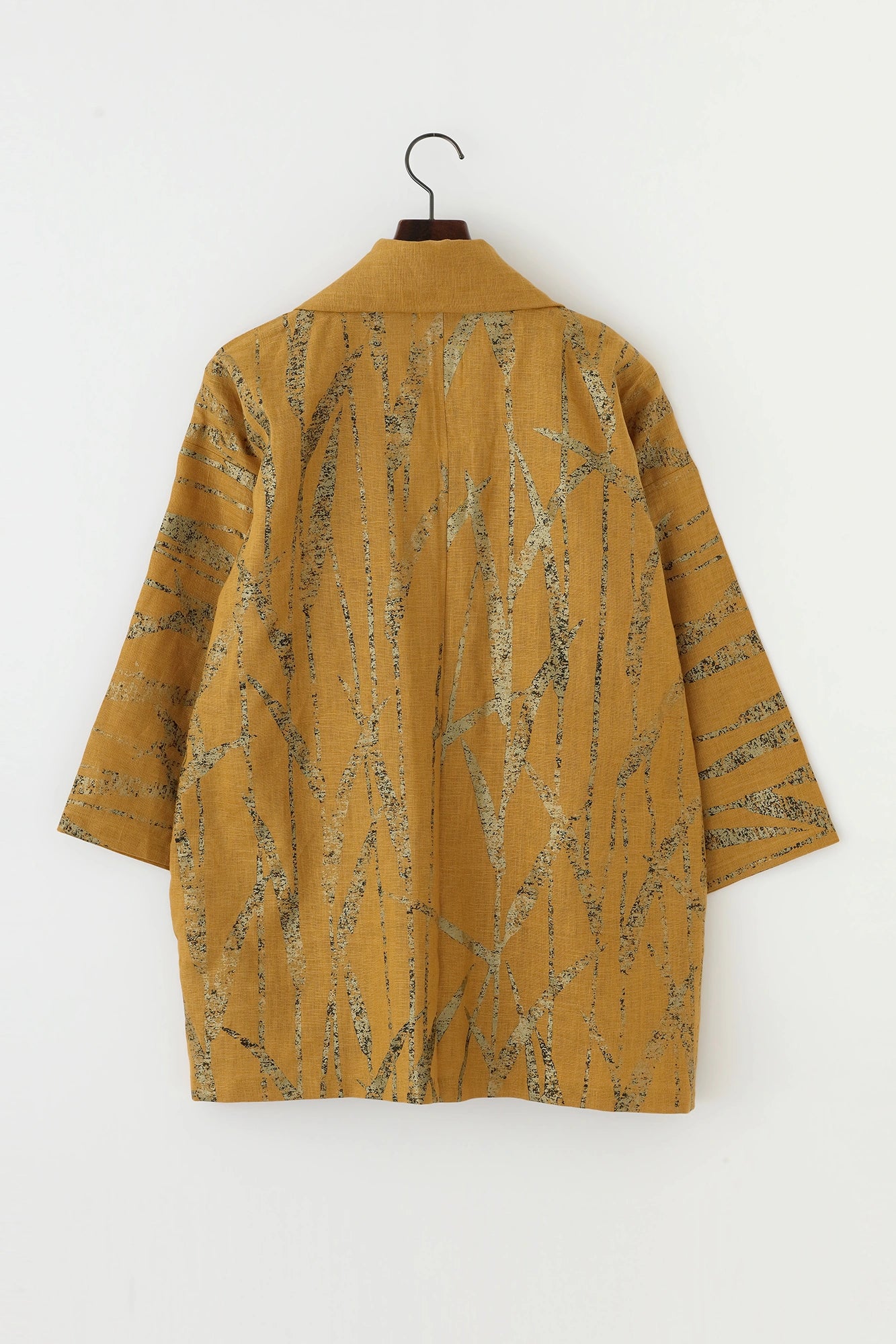 Linen Triangular Sleeve Coat Short Single Layer／Waterside Sabi Golden Yellow