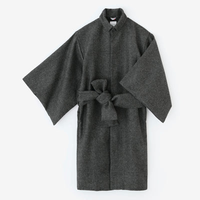 Tweed Kimono Sleeve Coat with Lining / Ink Black
