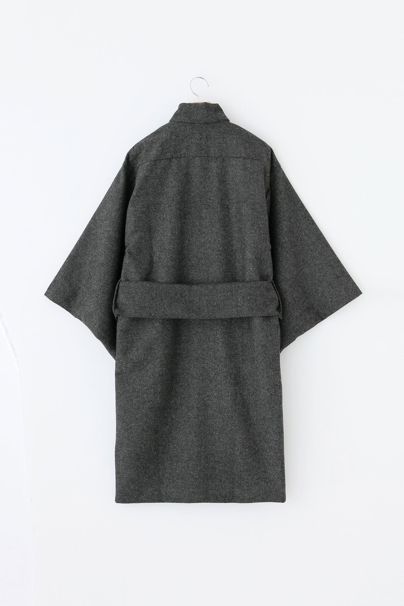 Tweed Kimono Sleeve Coat with Lining / Ink Black