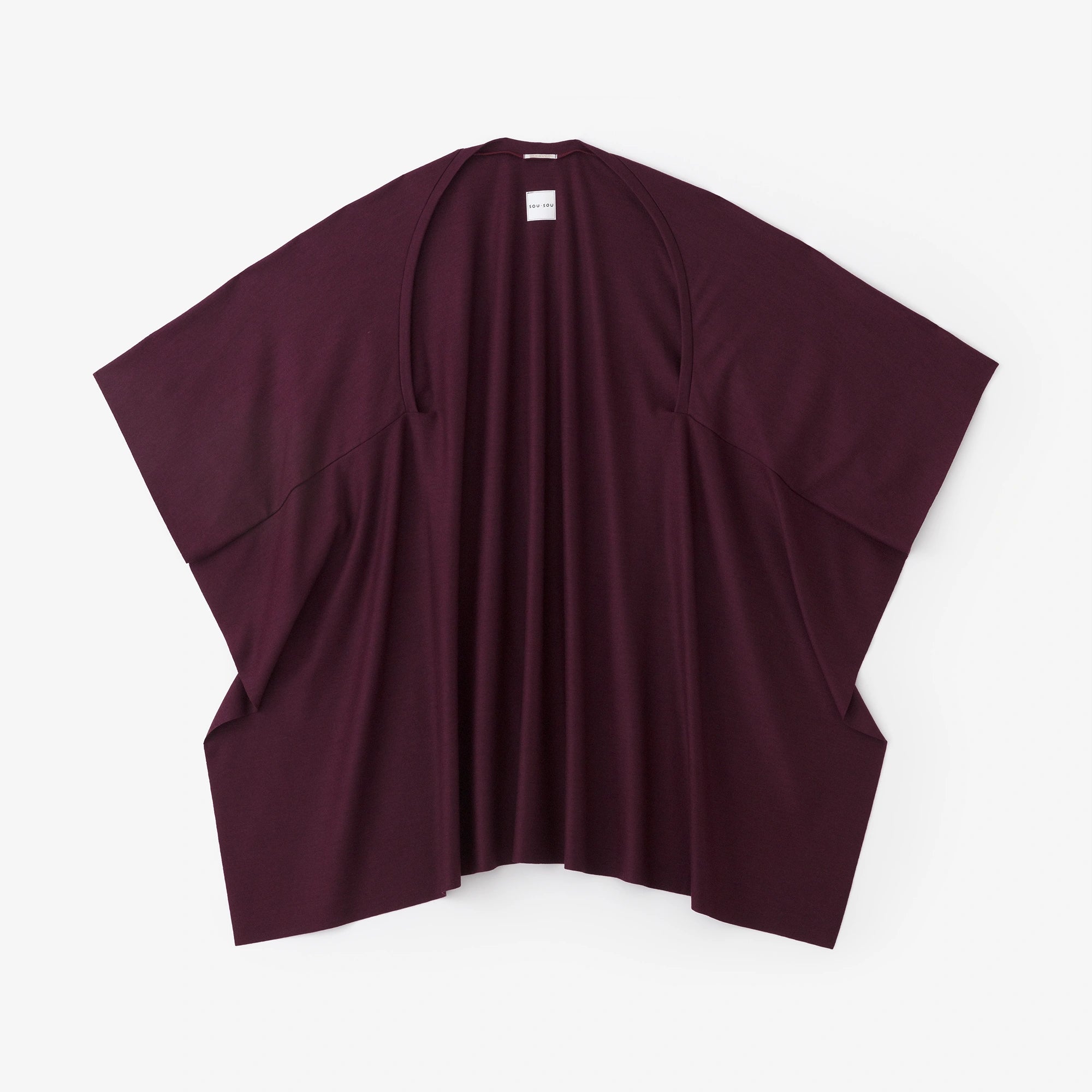 Washable Plain Stitch Wool Squirrel-like Cardigan / Burgundy