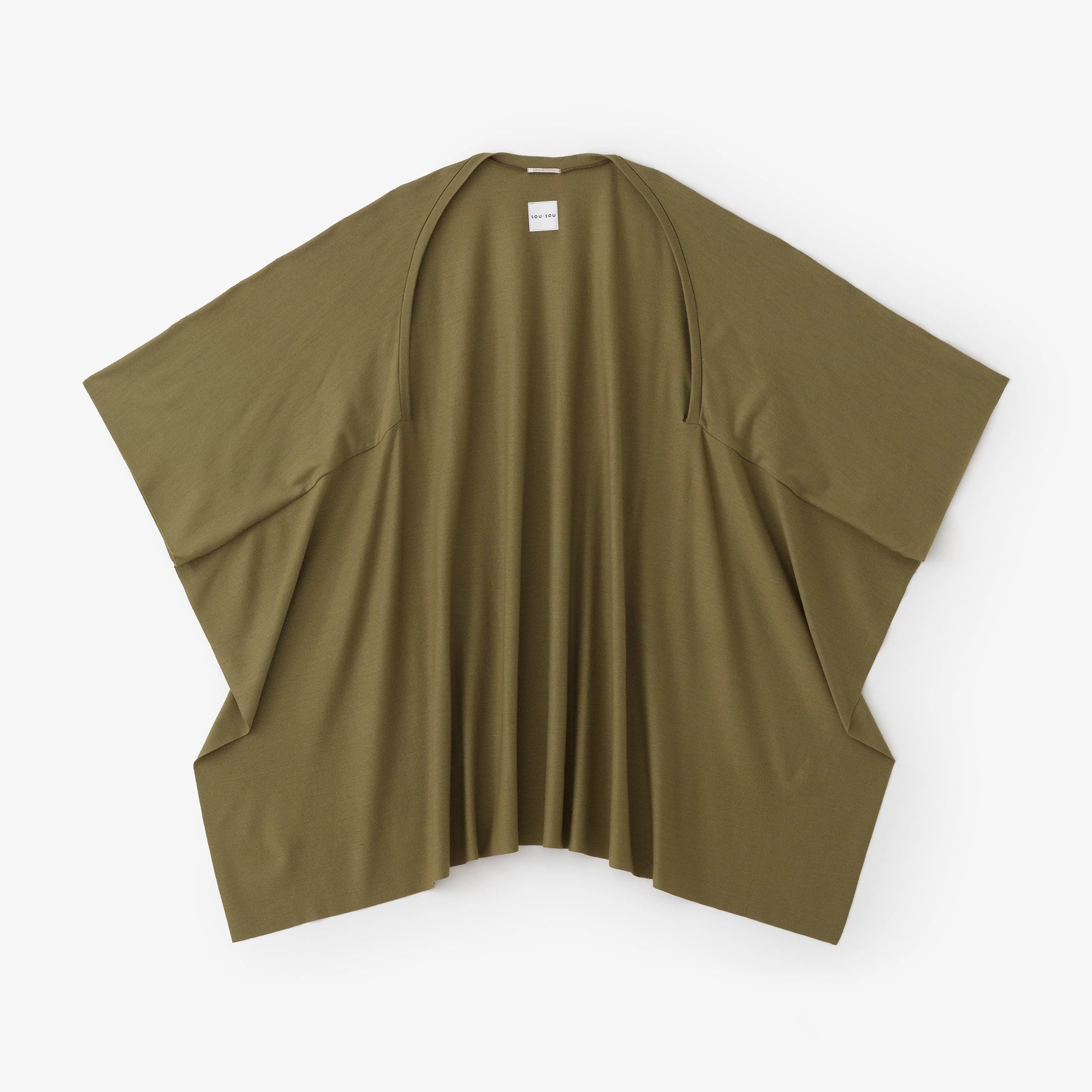 Washable Plain Stitch Wool Squirrel-like Cardigan / Greenish Brown