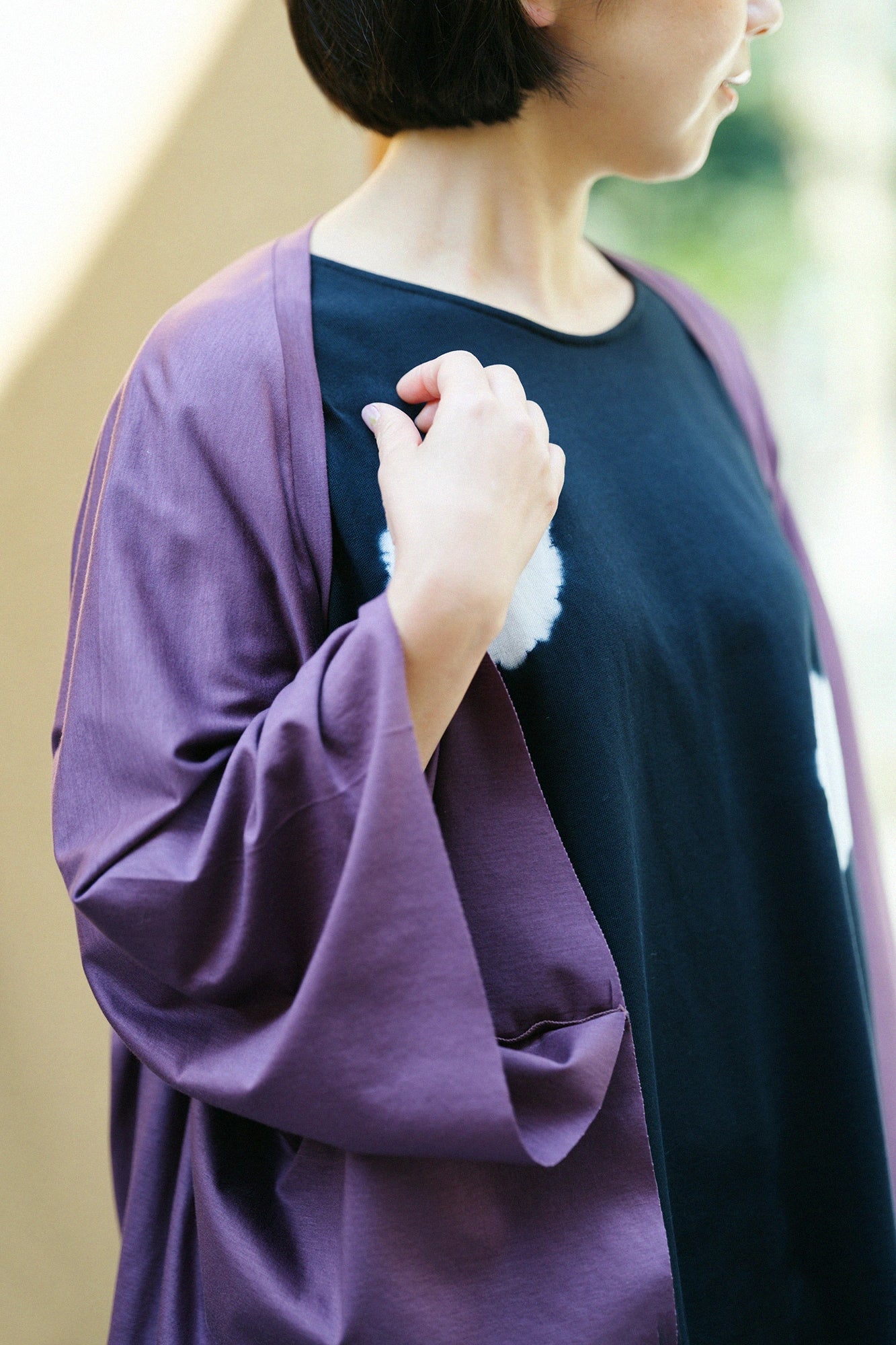 GIZA×Lyocell Plain Stitch Squirrel-like Short Cardigan / Black