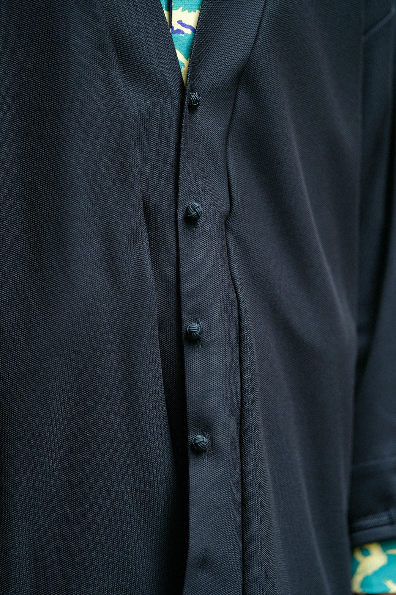 Cotton×Coolmax® Honeycomb Knit Rectangular Sleeve Earl Cardigan / Black