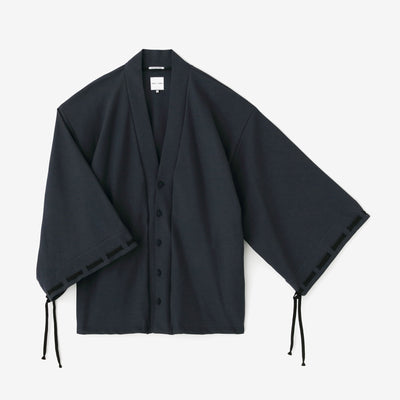 Cotton×Coolmax® Honeycomb Knit Rectangular Sleeve Earl Cardigan / Dark Blue