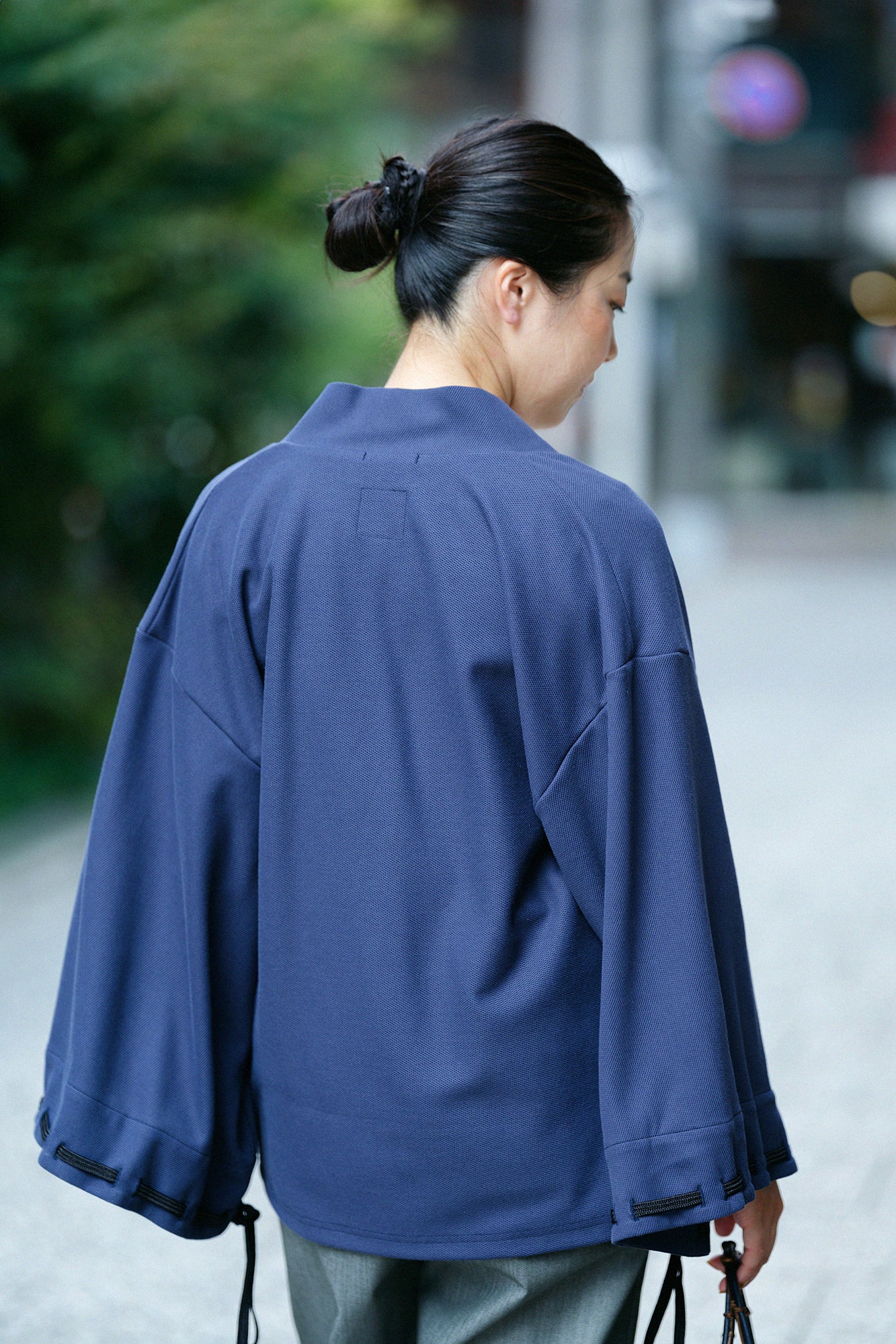 棉×Coolmax®蜂巣編 伯爵外套宫中袖／深藍色